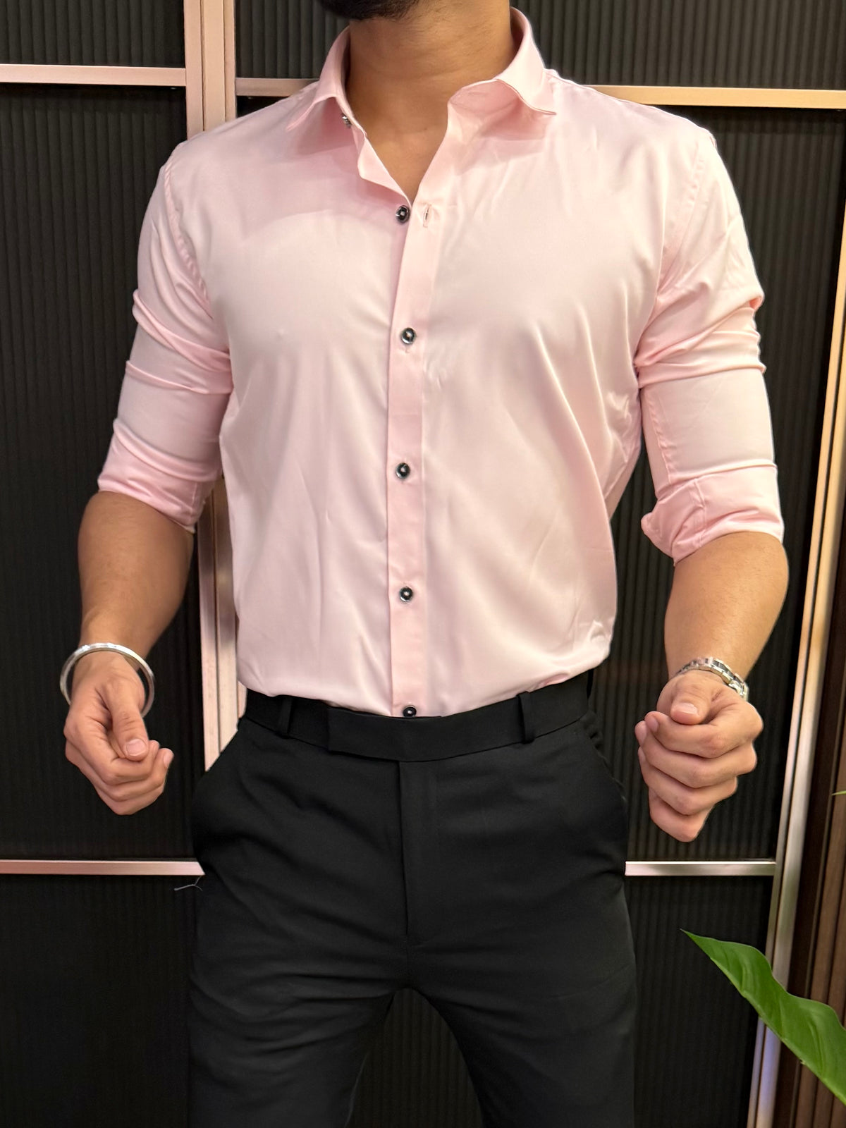 Kings Satin Pink Full sleeves  Shirt
