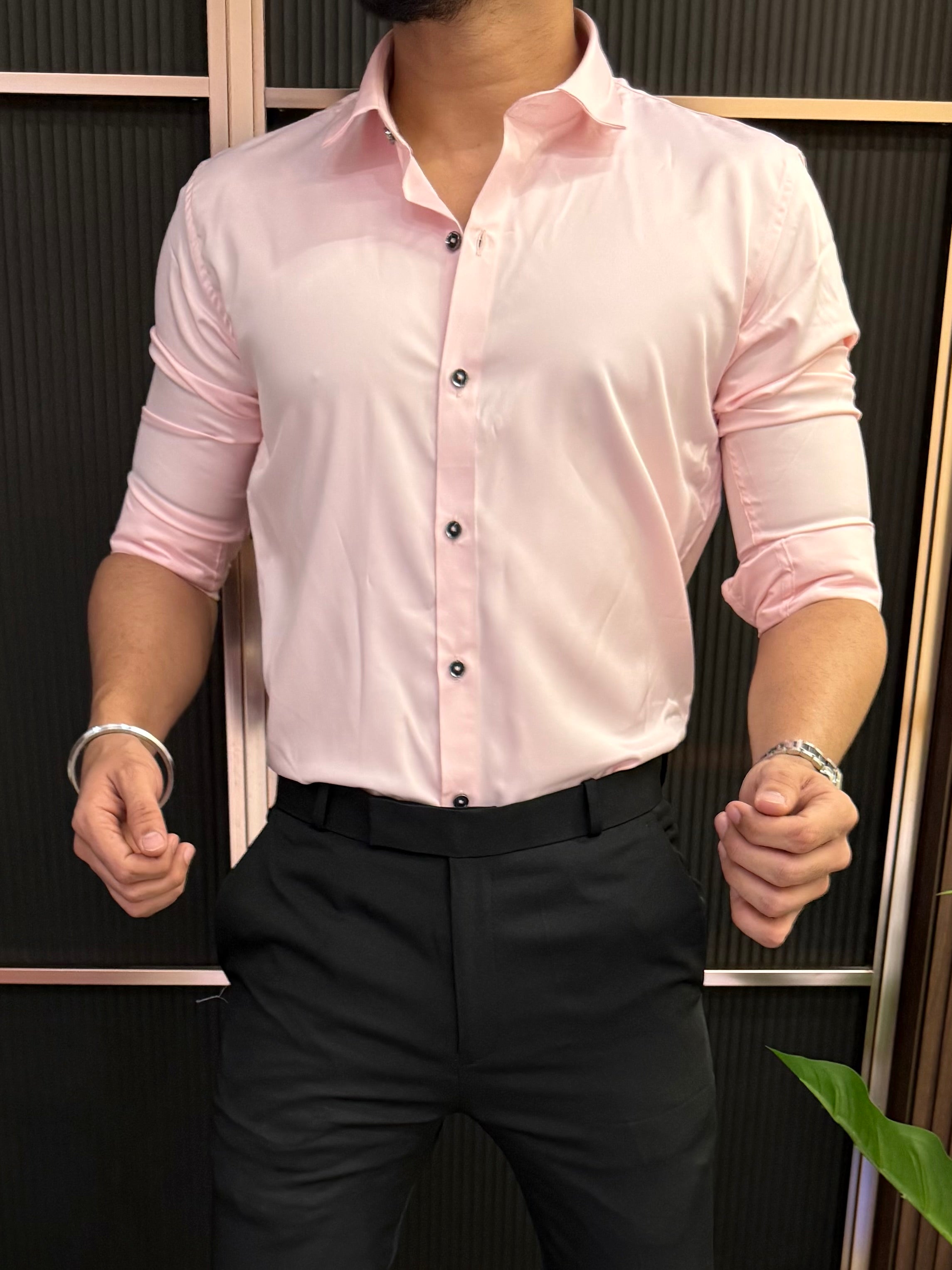 Kings Satin Pink Full sleeves  Shirt