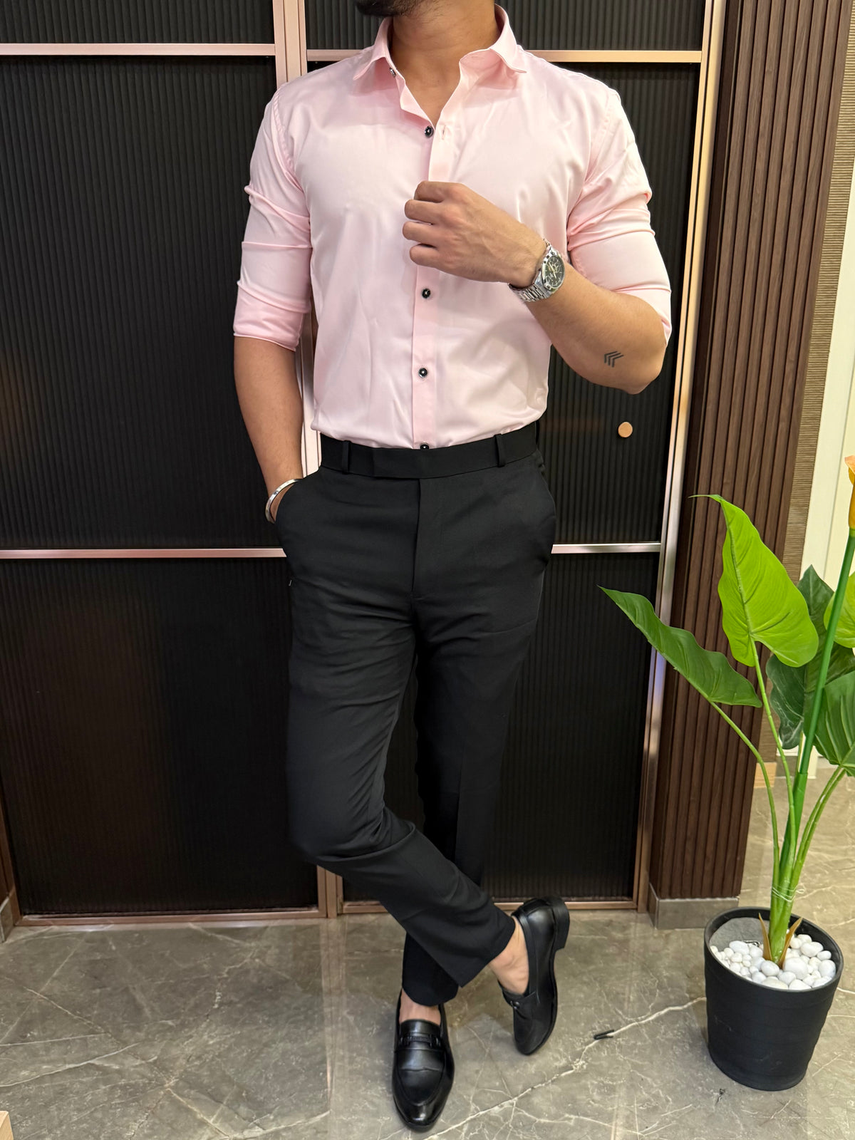 Kings Satin Pink Full sleeves  Shirt