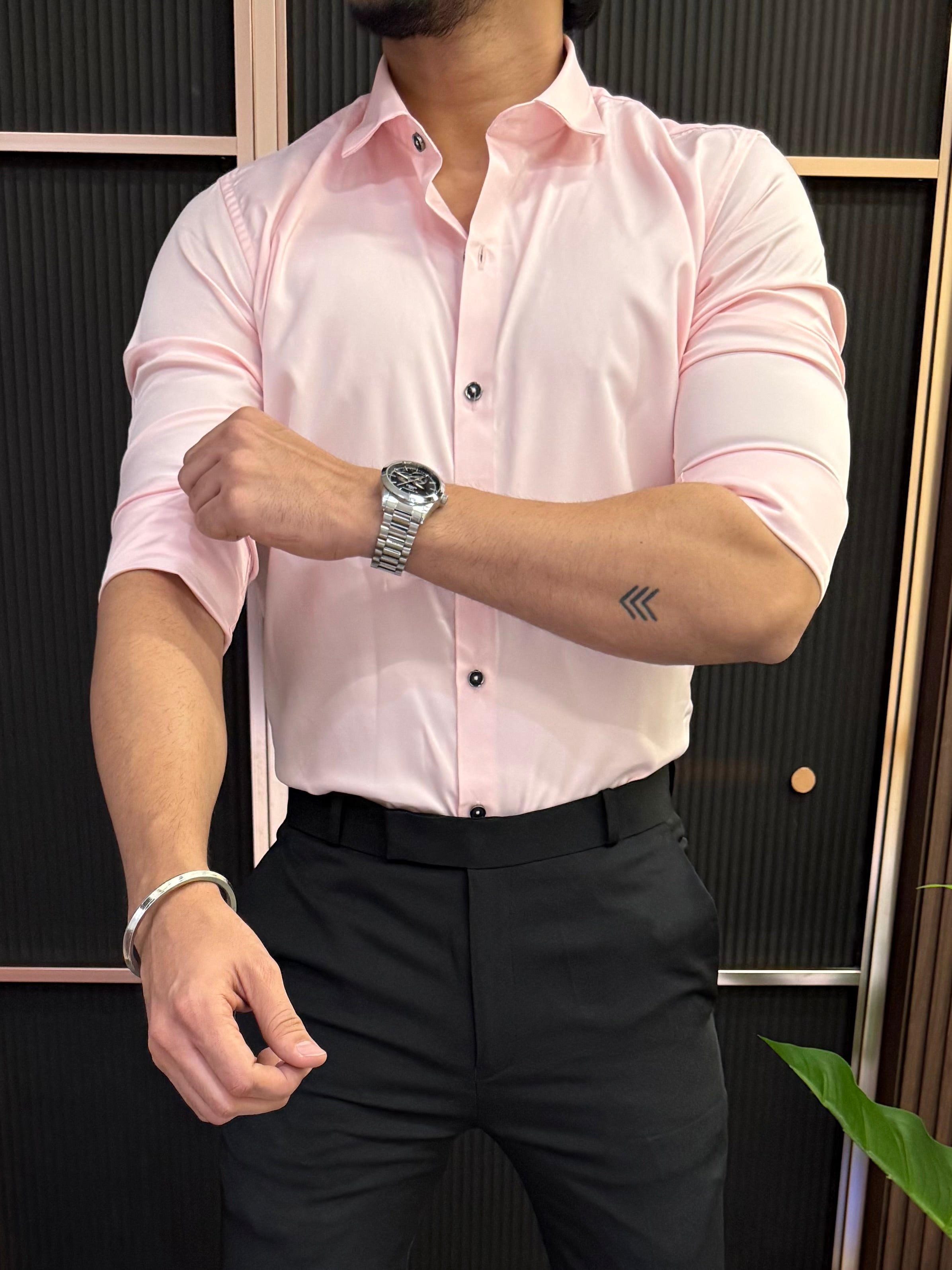 Kings Satin Pink Full sleeves  Shirt