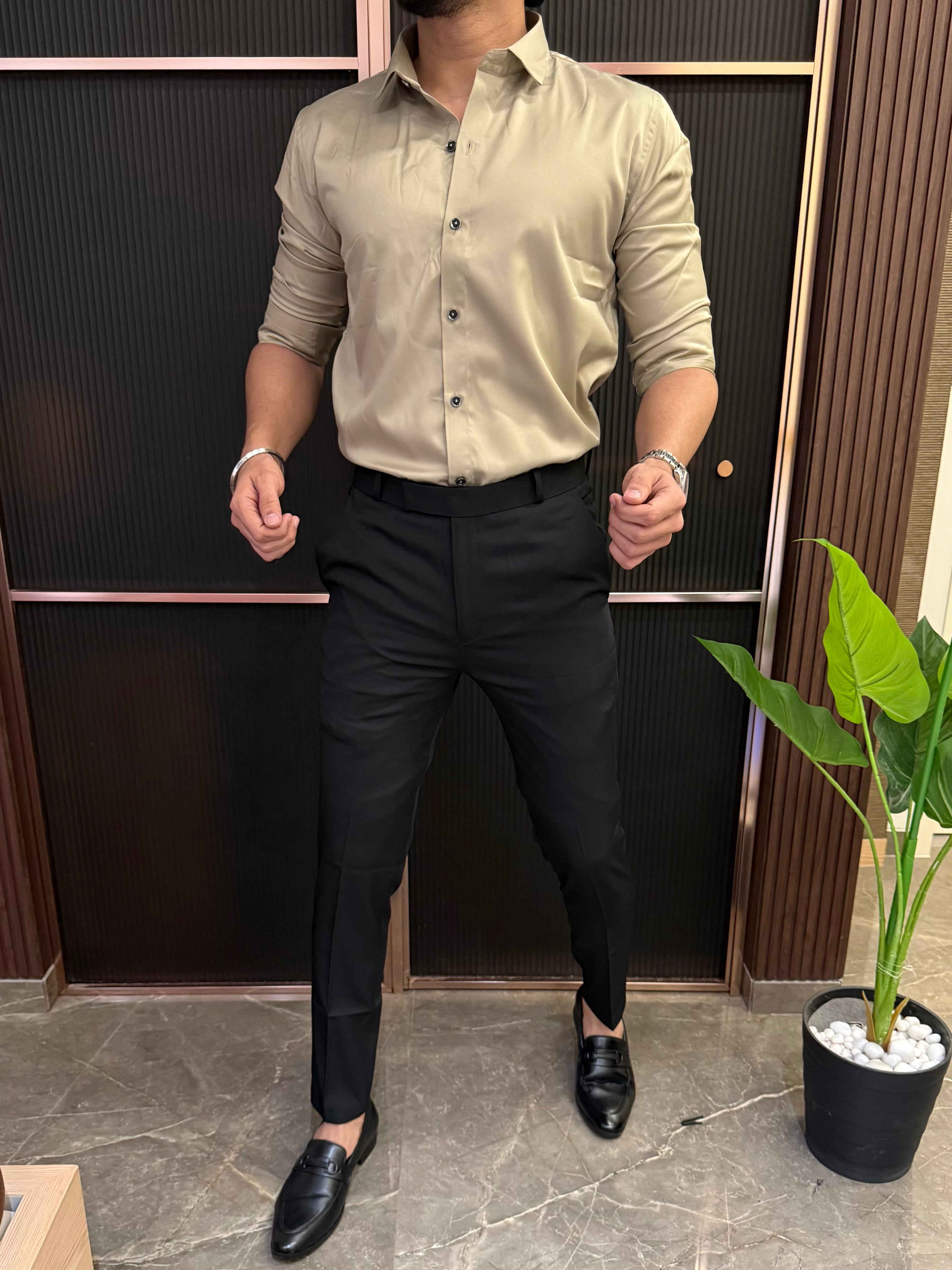 Kings Satin Beige Full sleeves  Shirt