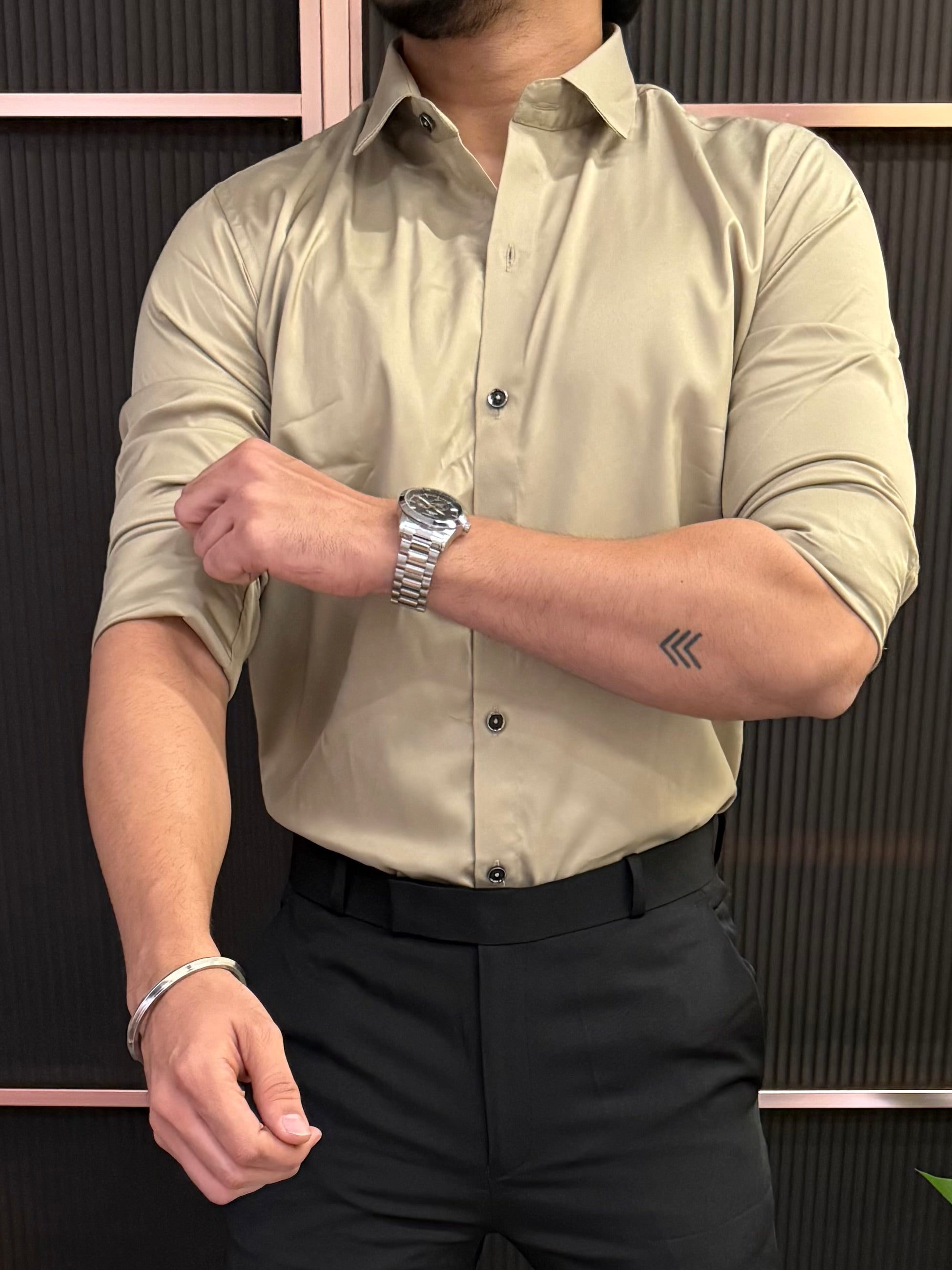 Kings Satin Beige Full sleeves  Shirt