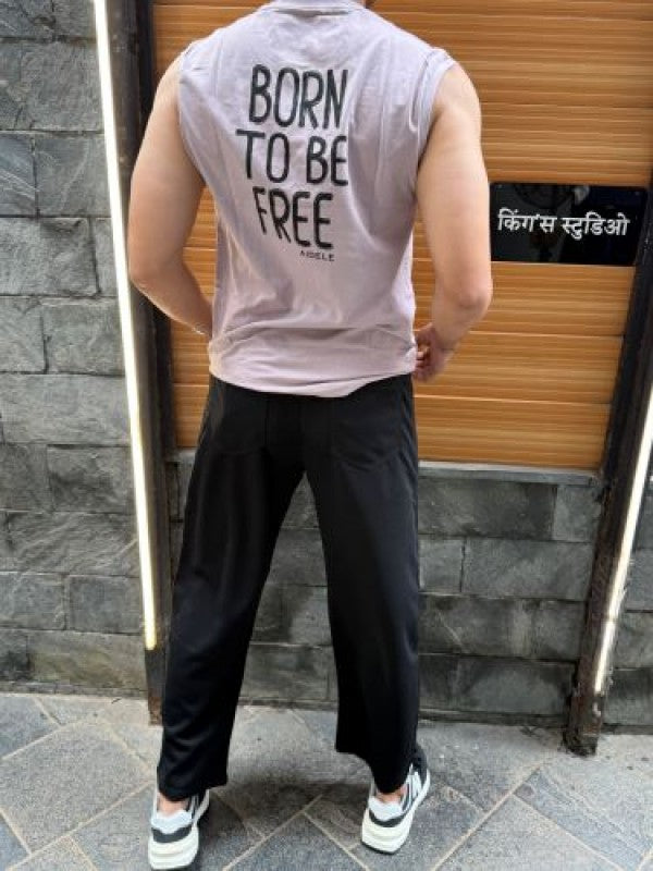 Sleeveless Grape Stretchable Cotton Tee (BORN TO BE FREE)