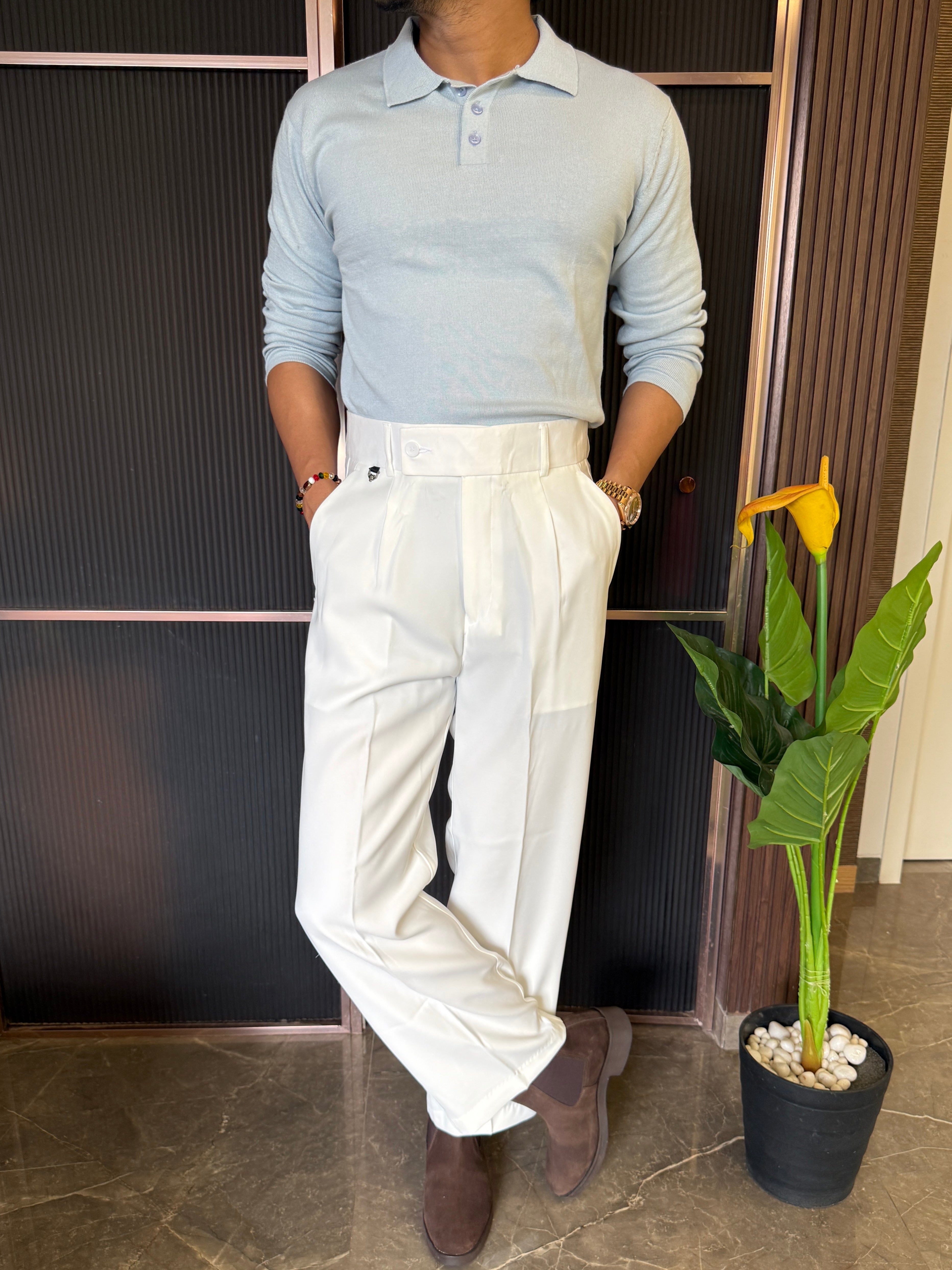 Knitted Collar Sky Fullsleeves