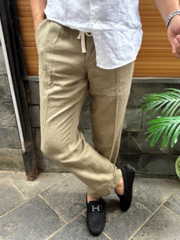 Elastic Waist Cord Olive Pant