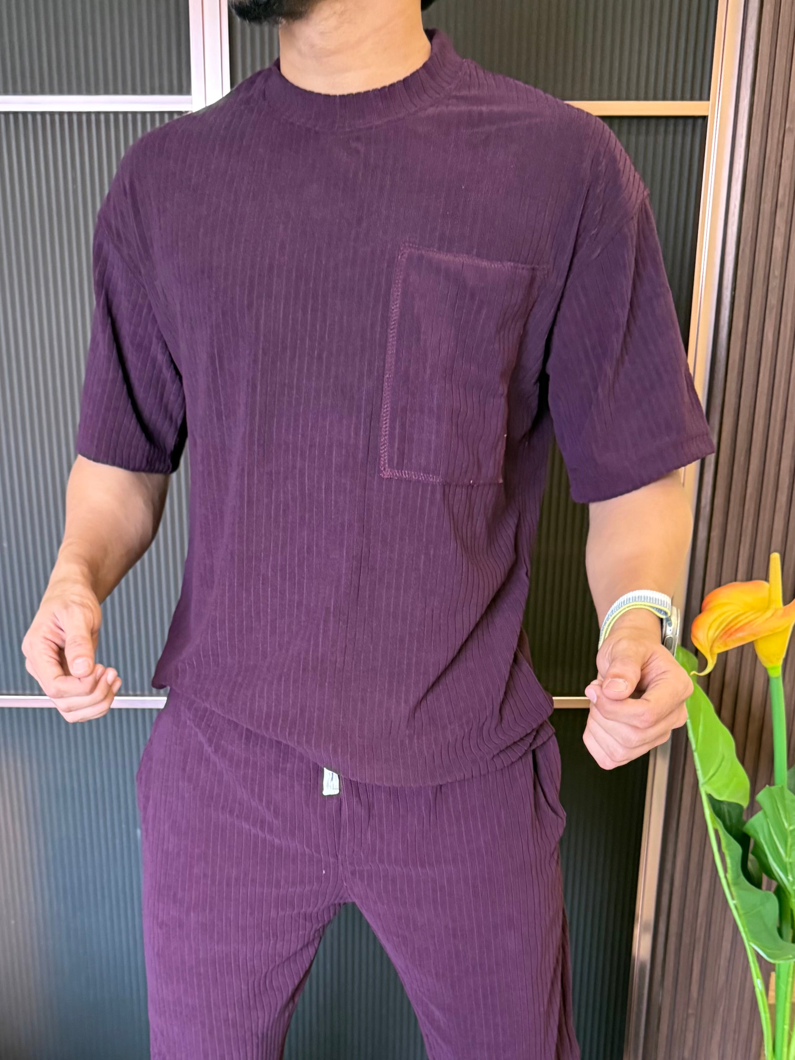 Imported Cord Fabric Purple Cord Set