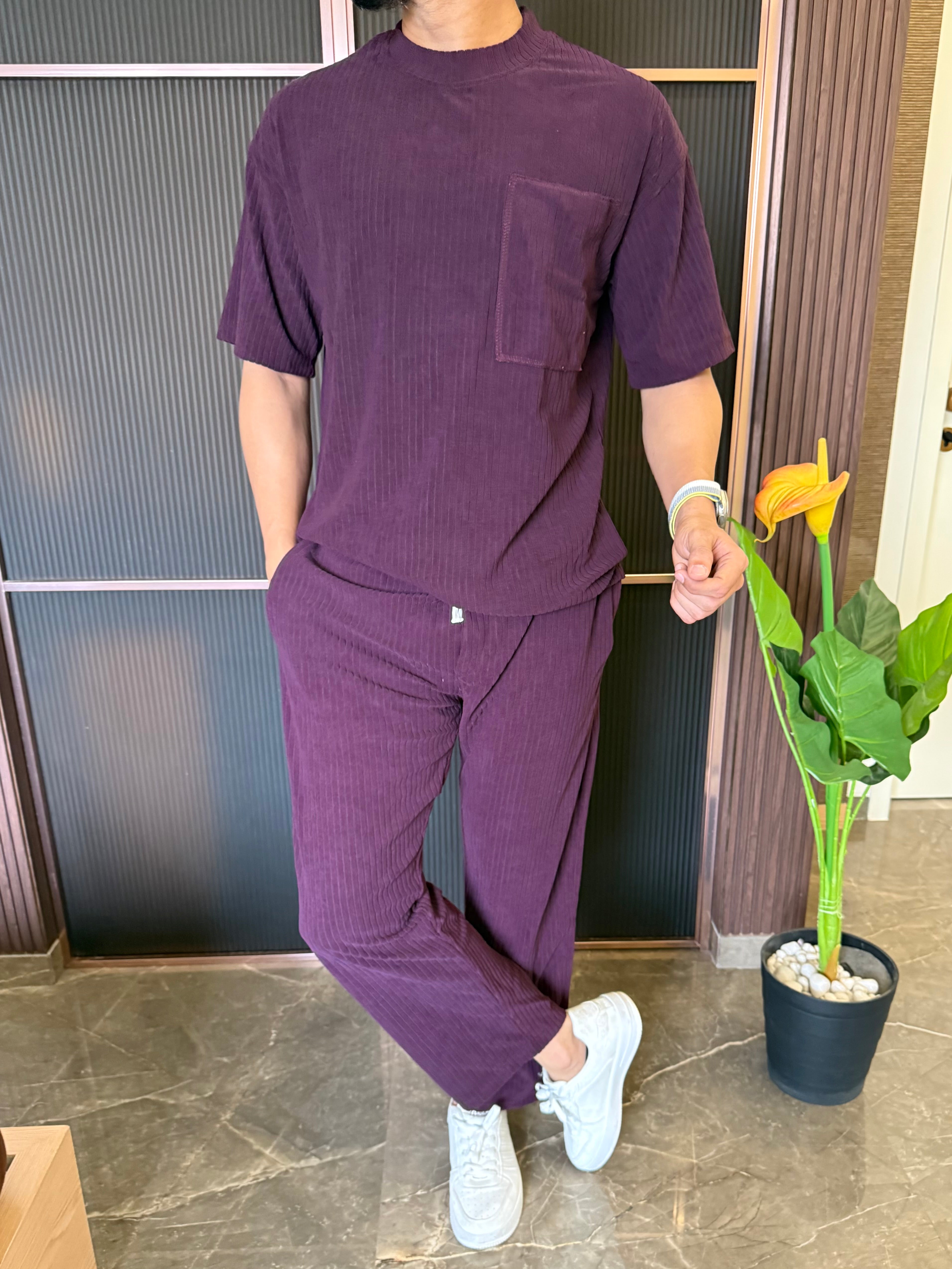 Imported Cord Fabric Purple Cord Set