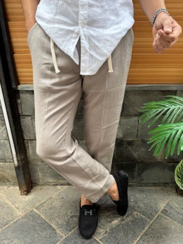 Elastic Waist Cord Grey Pant