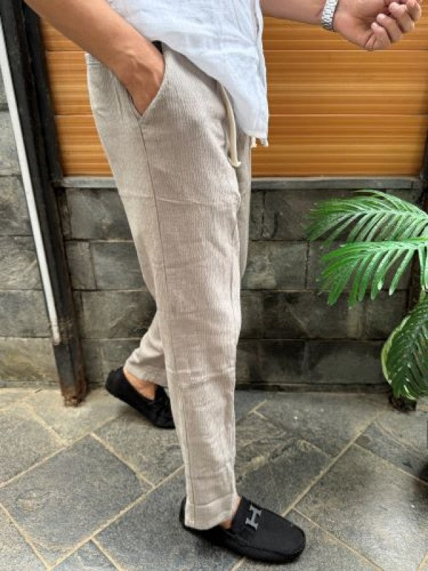 Elastic Waist Cord Grey Pant
