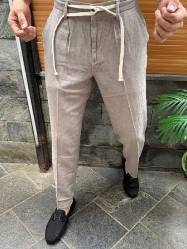 Elastic Waist Cord Grey Pant