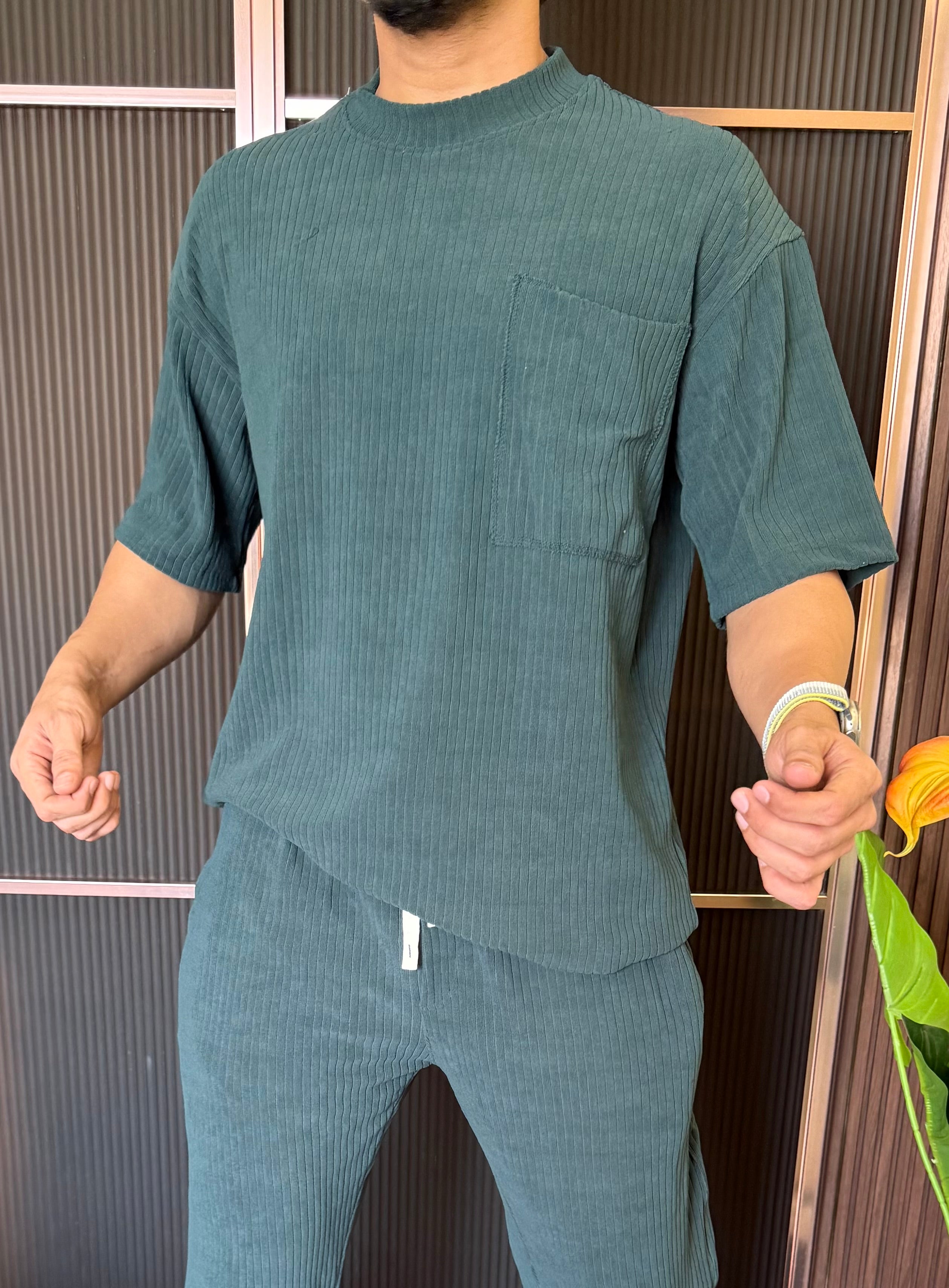 Imported Cord Fabric Green Cord Set