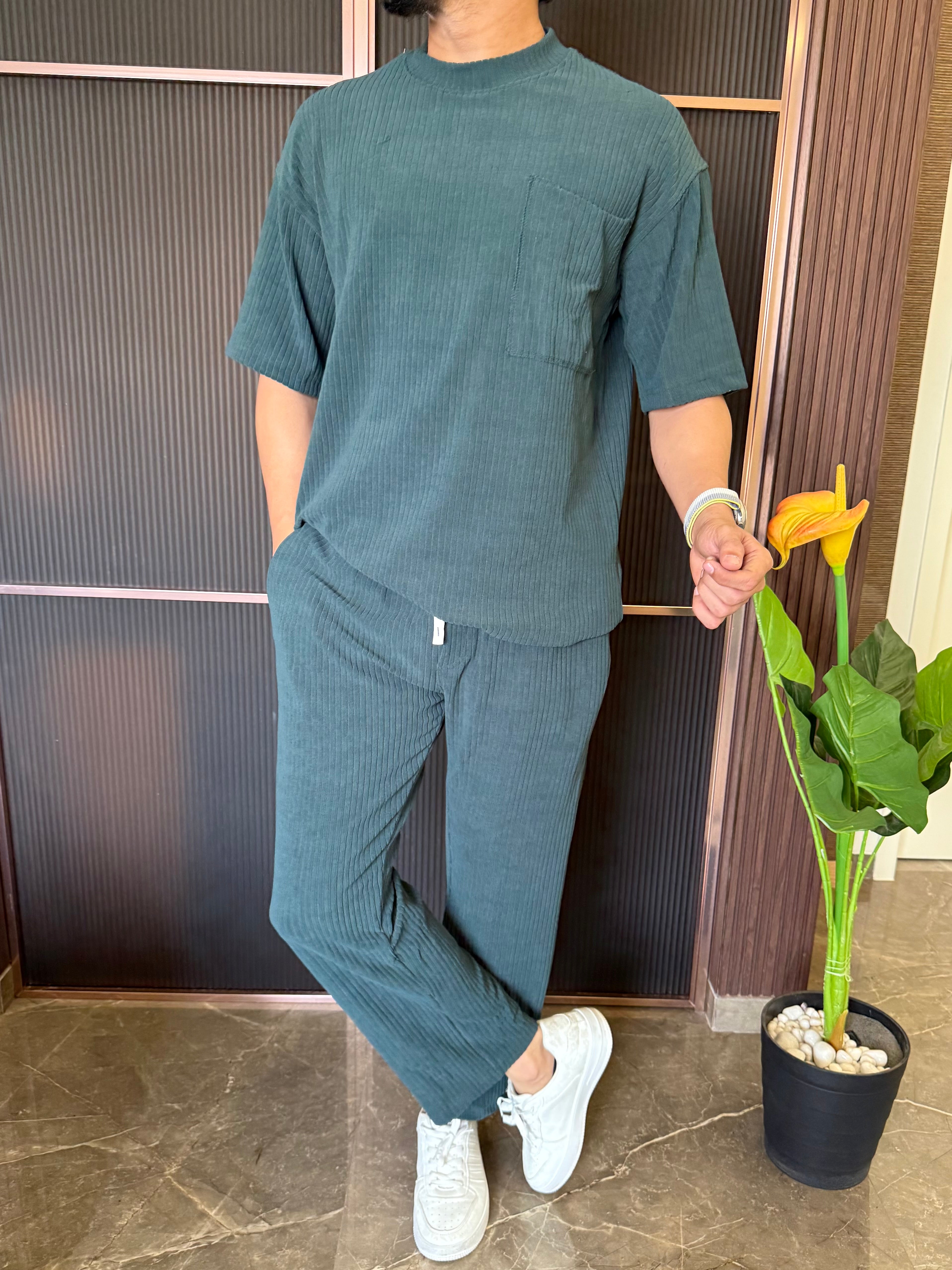 Imported Cord Fabric Green Cord Set