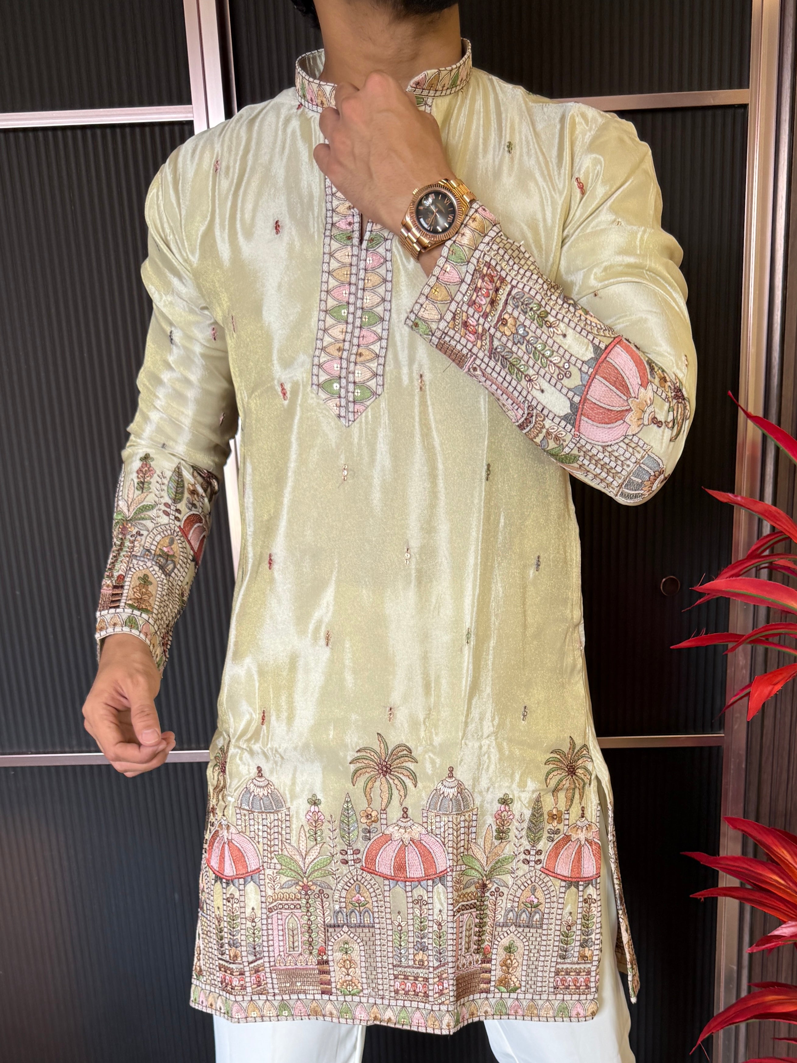 Shimmer Premium Handwork Pista Kurta