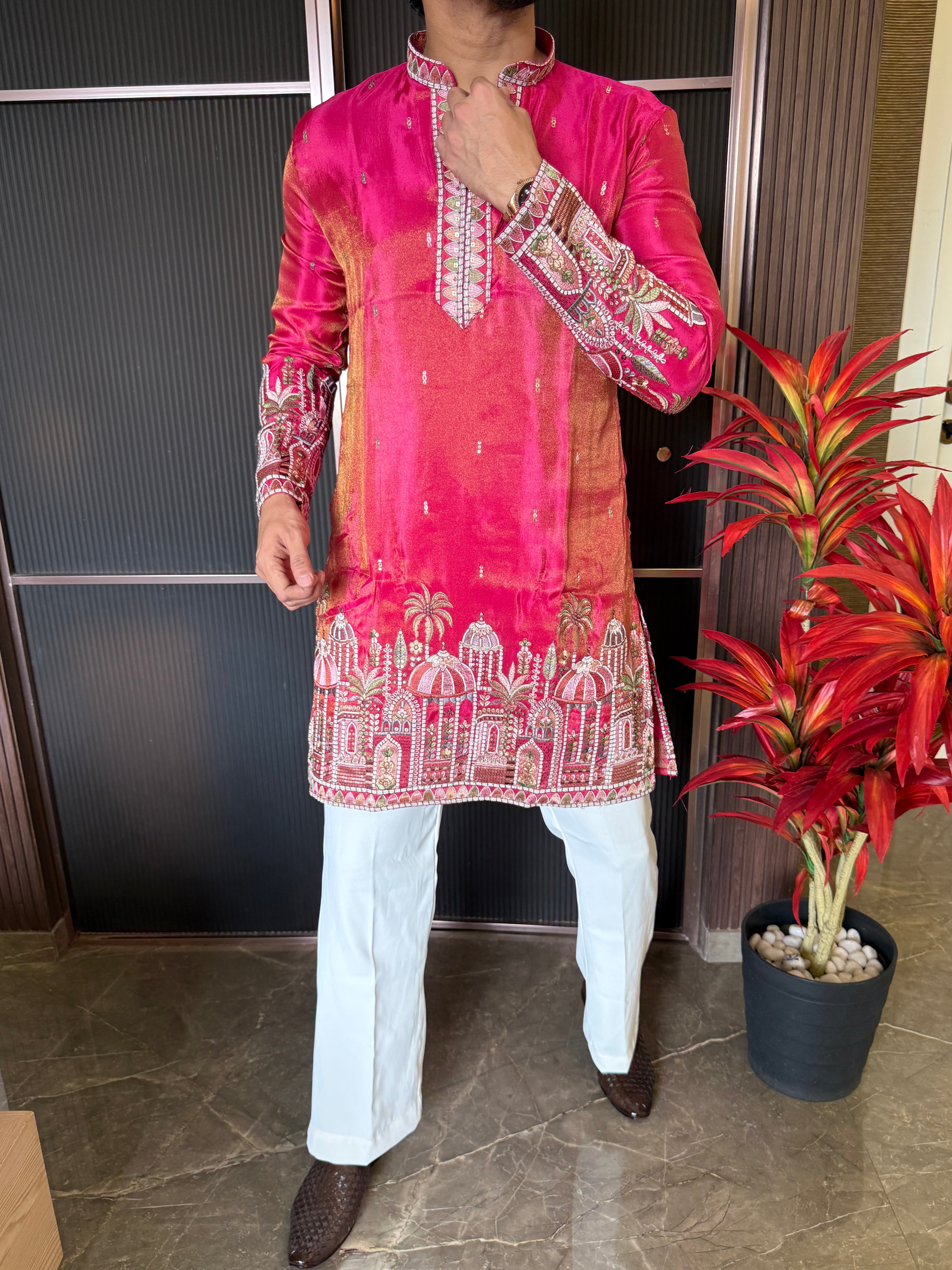 Shimmer Premium Handwork Pink Kurta