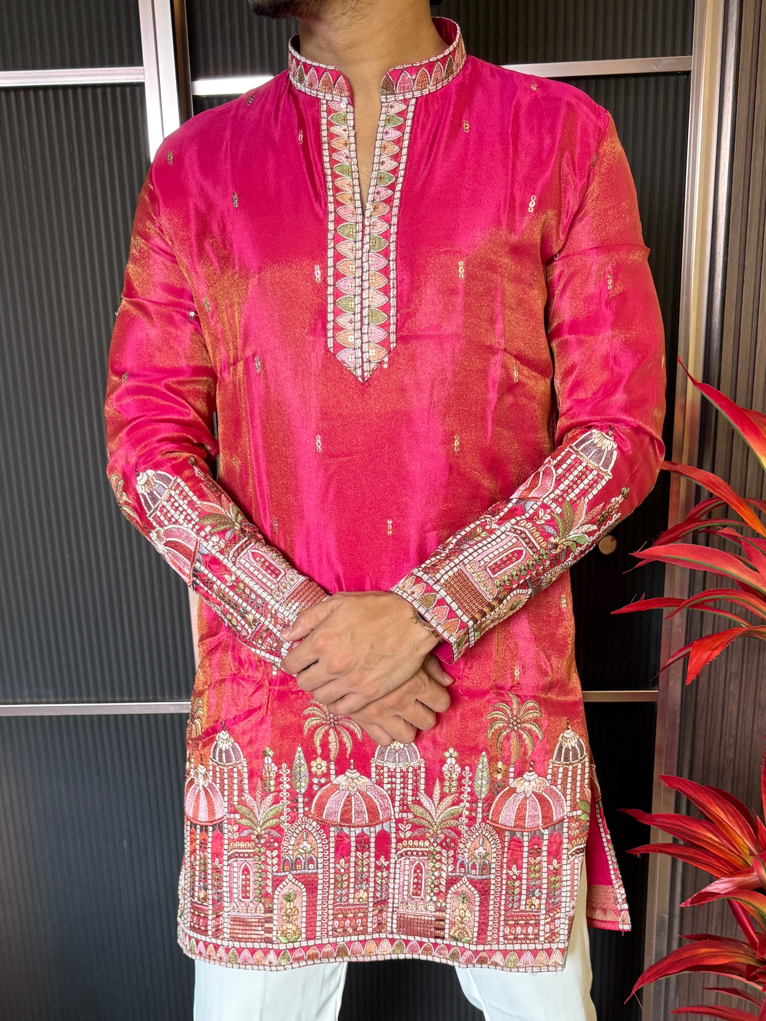 Shimmer Premium Handwork Pink Kurta