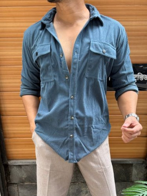 Corduroy  Cargo Blue Full sleeve Shirt