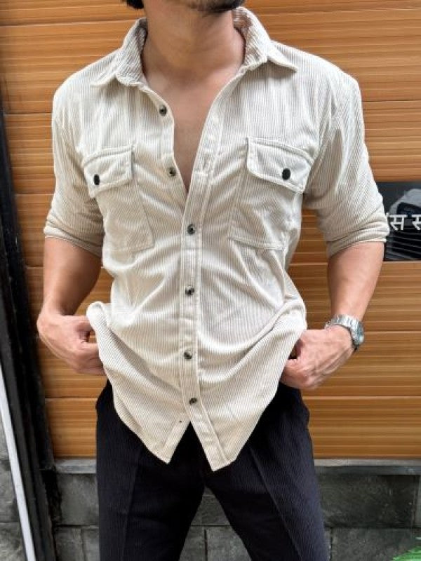 Corduroy  Cargo Cream Full sleeve Shirt