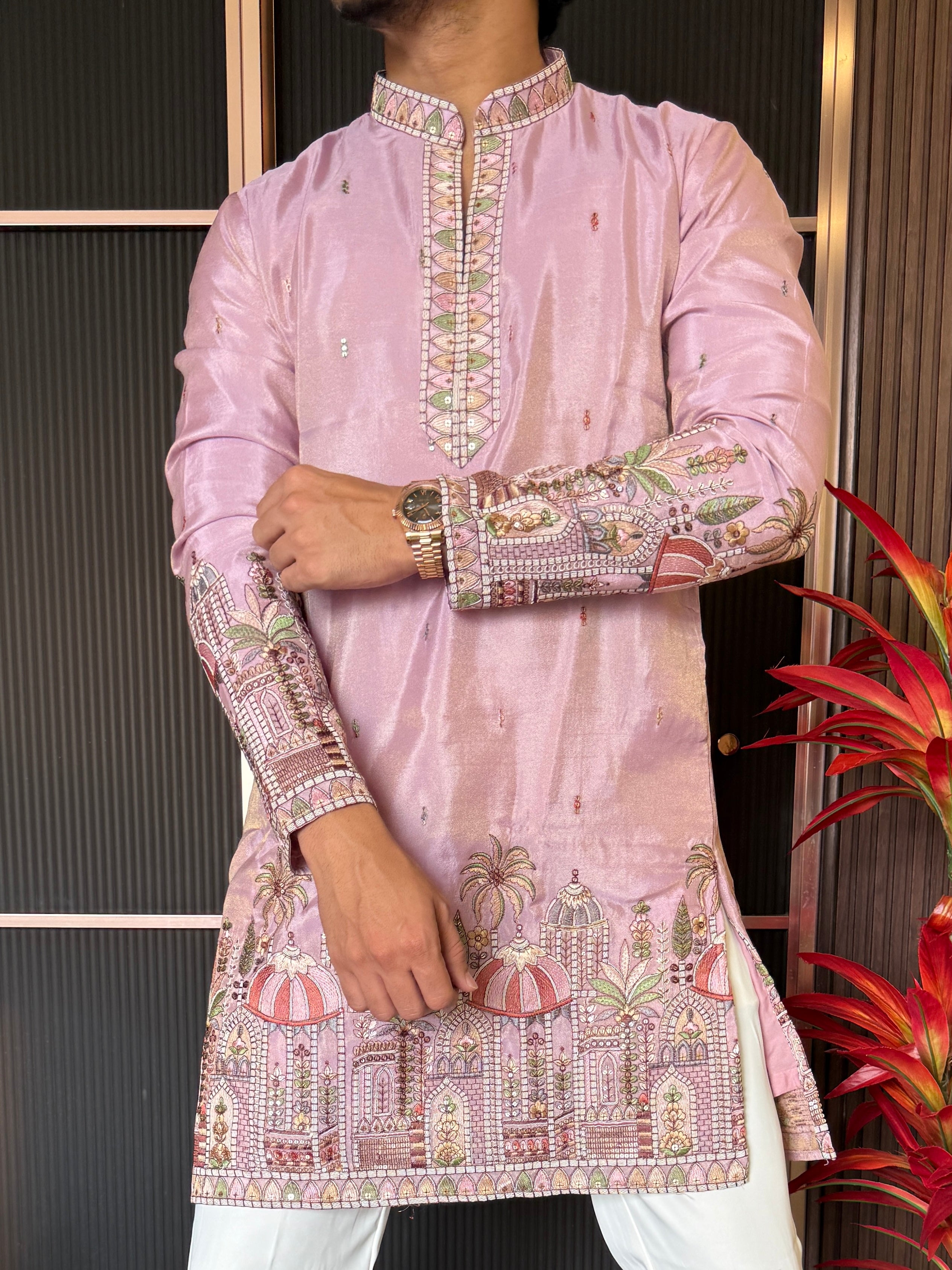 Shimmer Premium Handwork Peach Kurta