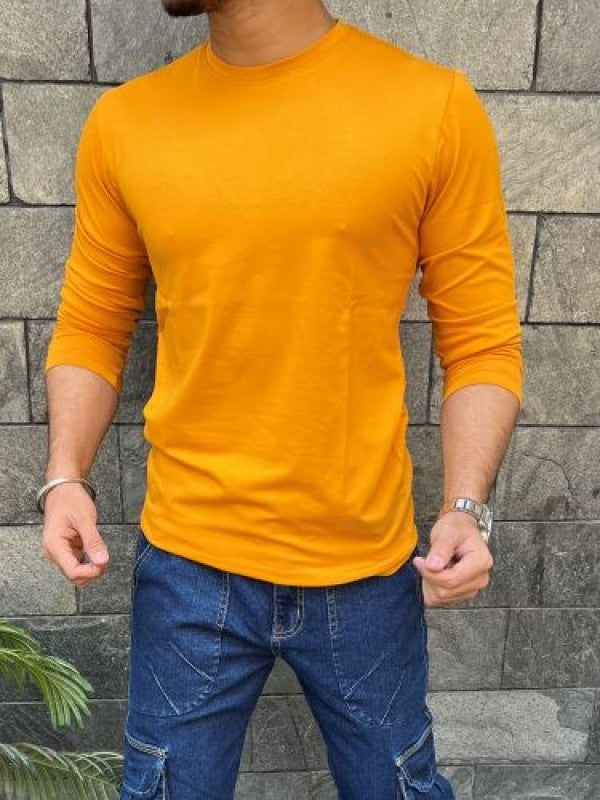 Smooth Cotton Lycra  Mustard Fullsleeve Tshirt