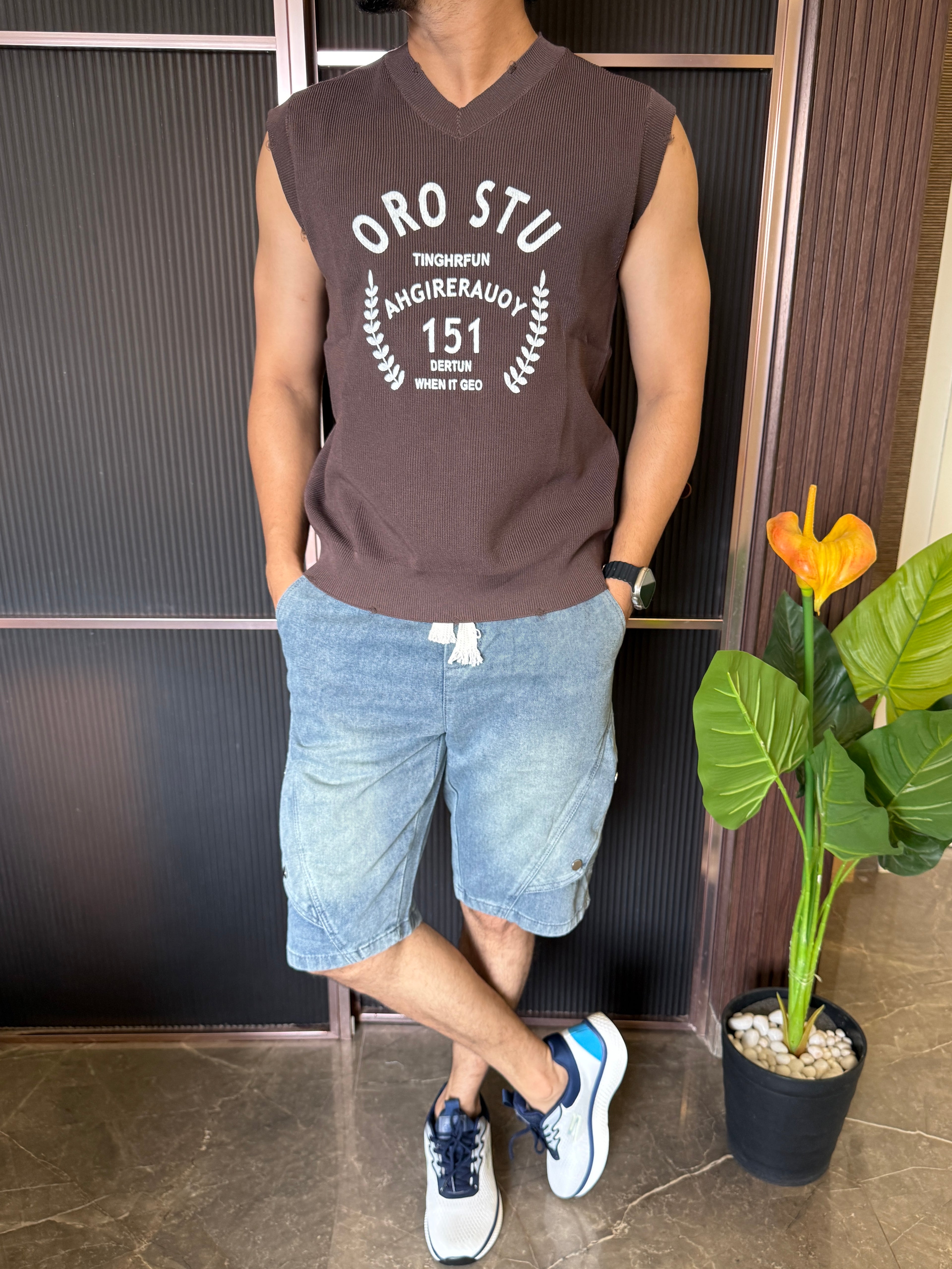 Imported Knit Oro stu Brown Tank