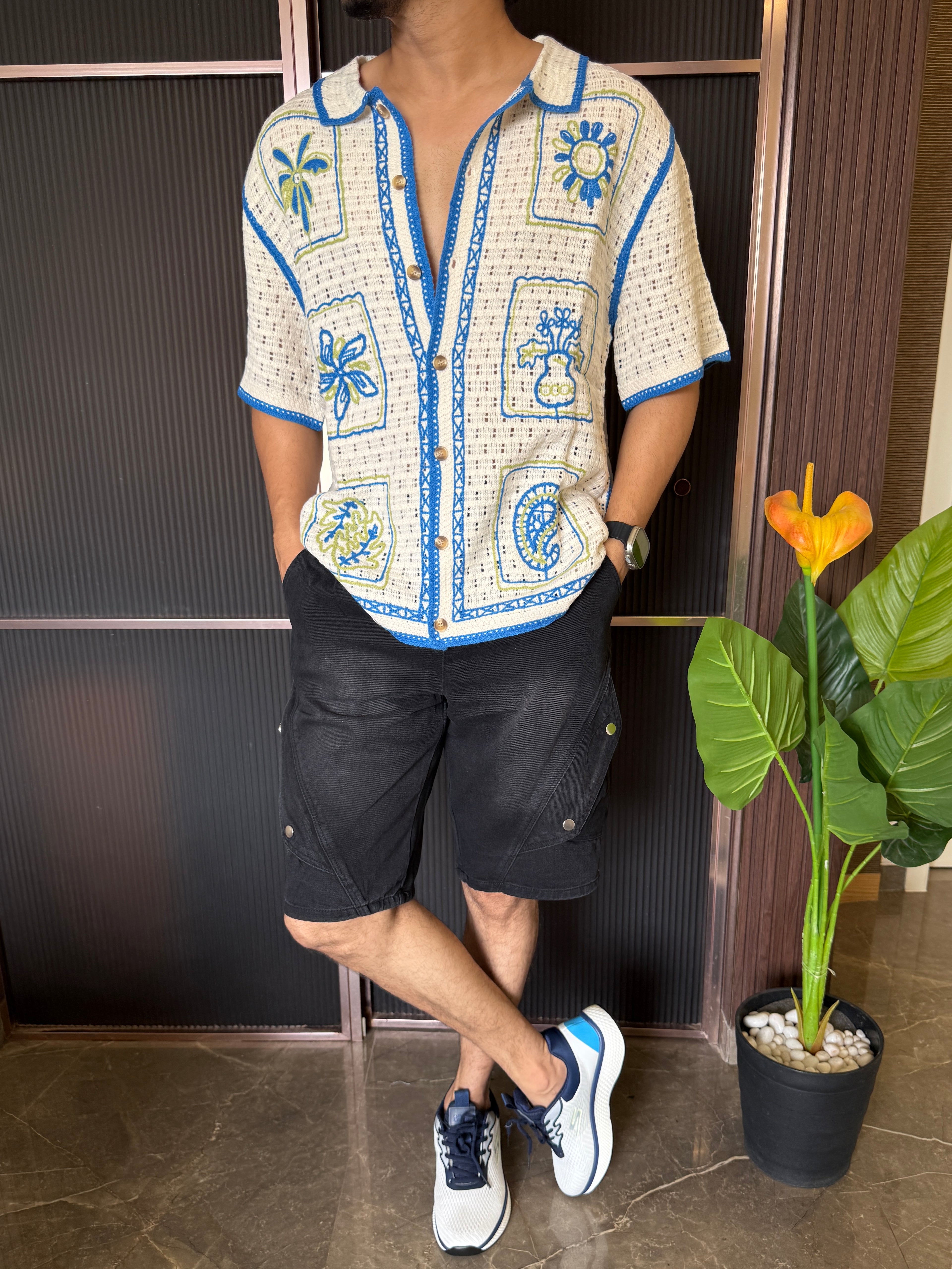 Imported Knit Fabric White Sky Shirt