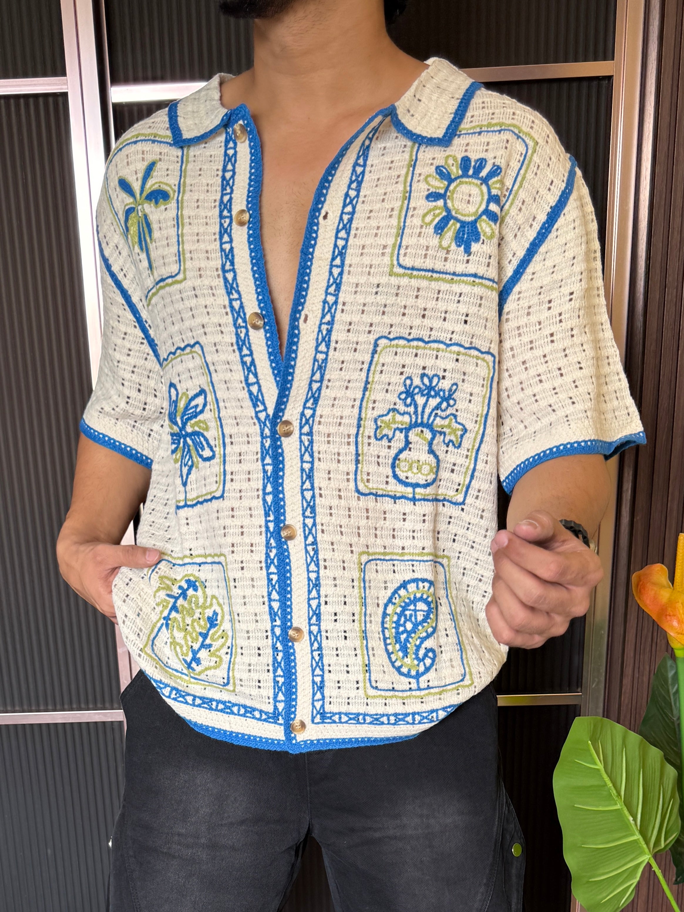 Imported Knit Fabric White Sky Shirt
