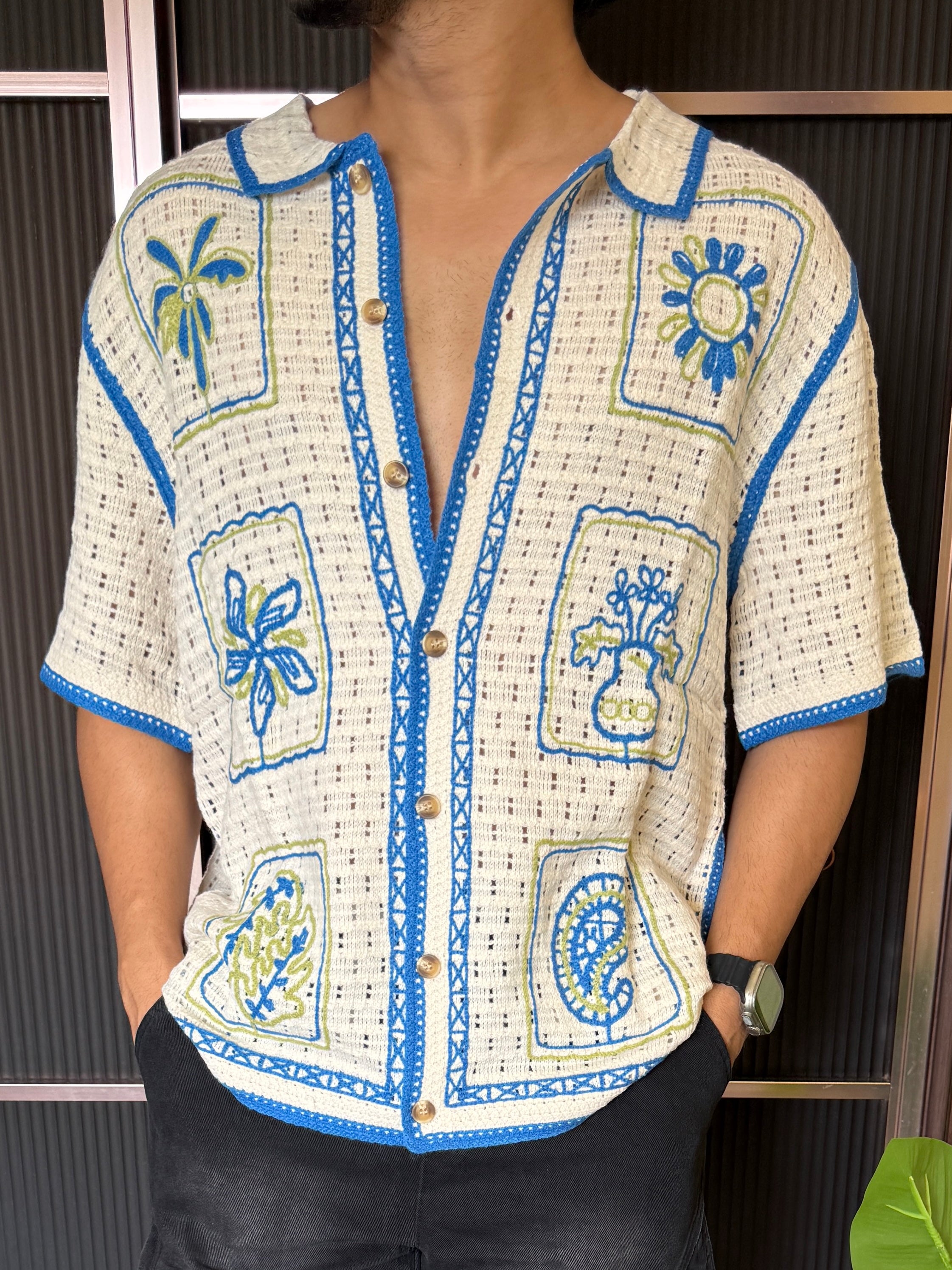 Imported Knit Fabric White Sky Shirt