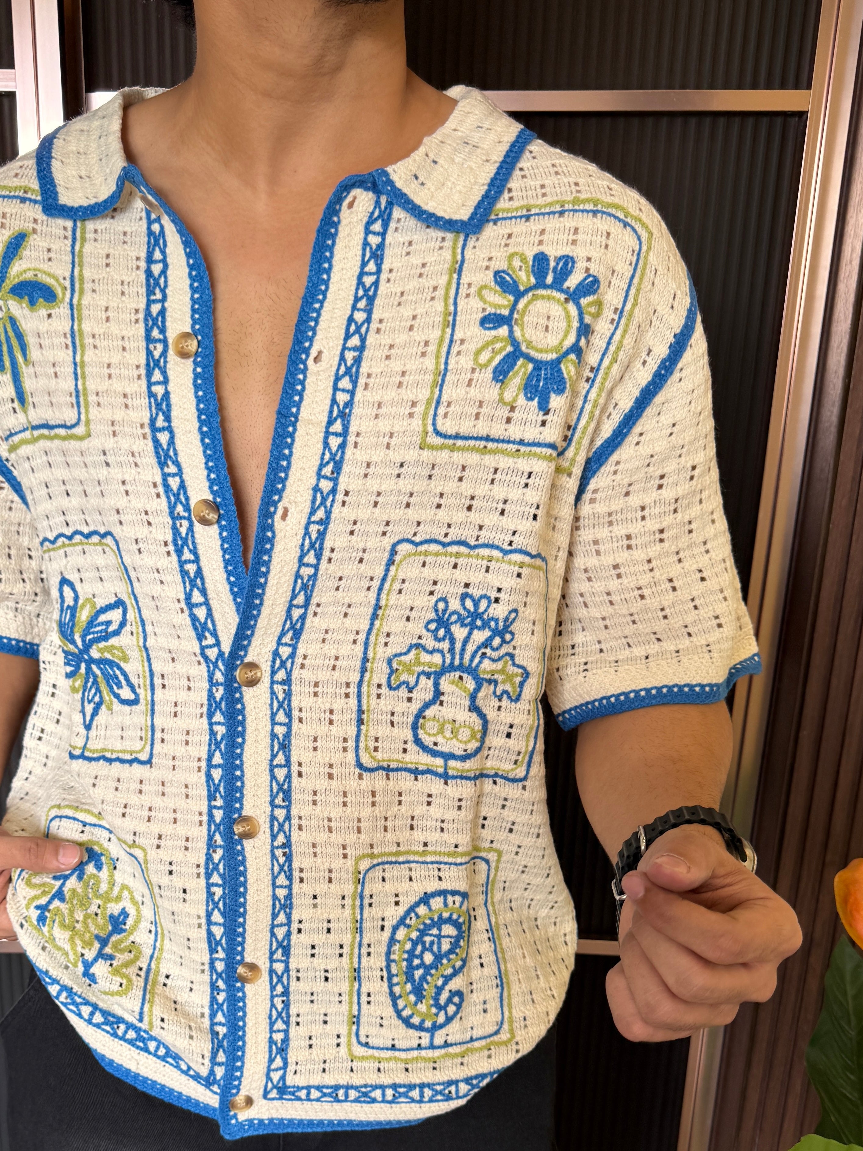 Imported Knit Fabric White Sky Shirt