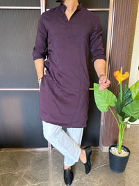 Plain Stretchable Wine Kurta
