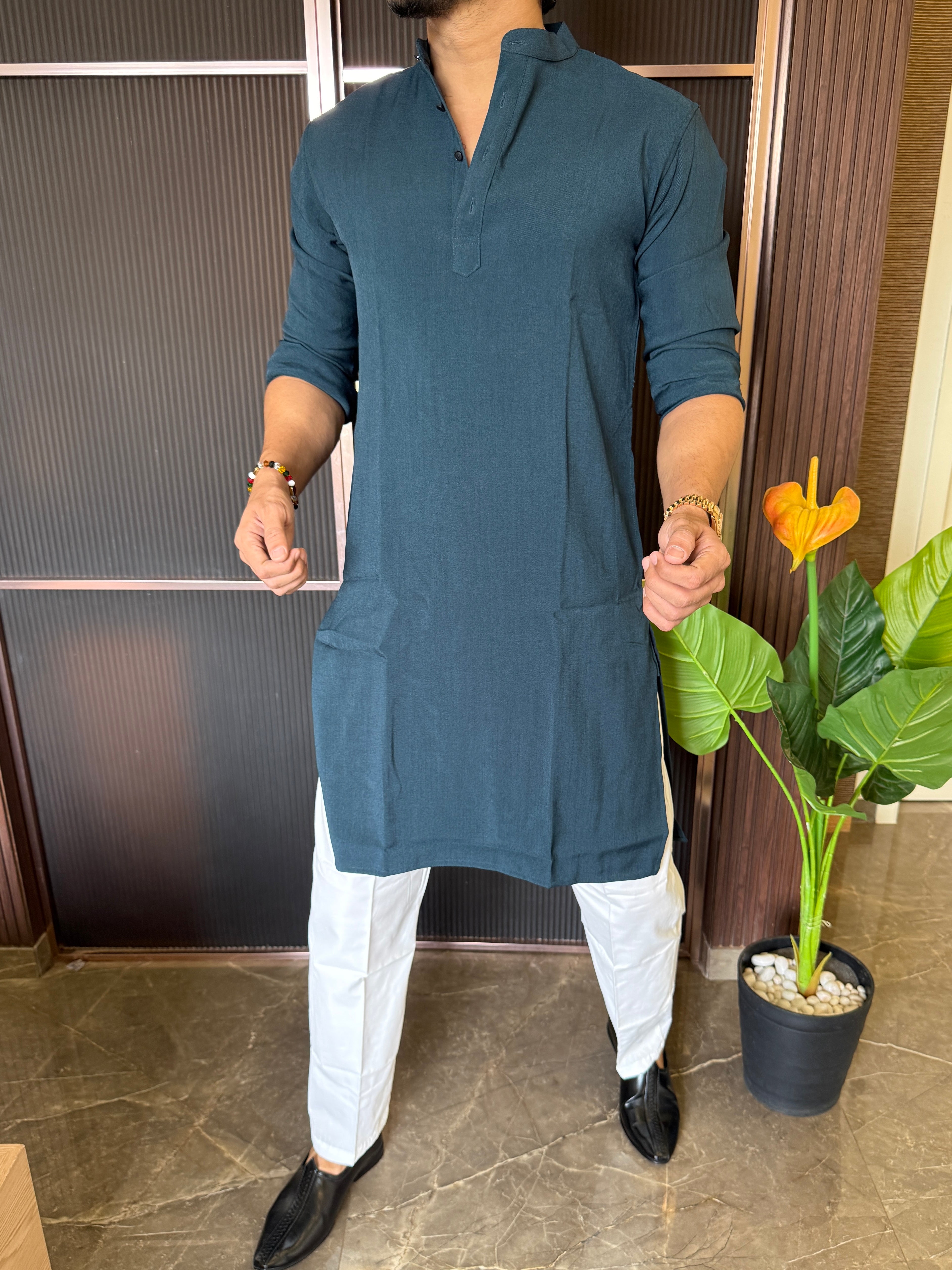 Plain Stretchable Kerosene Kurta