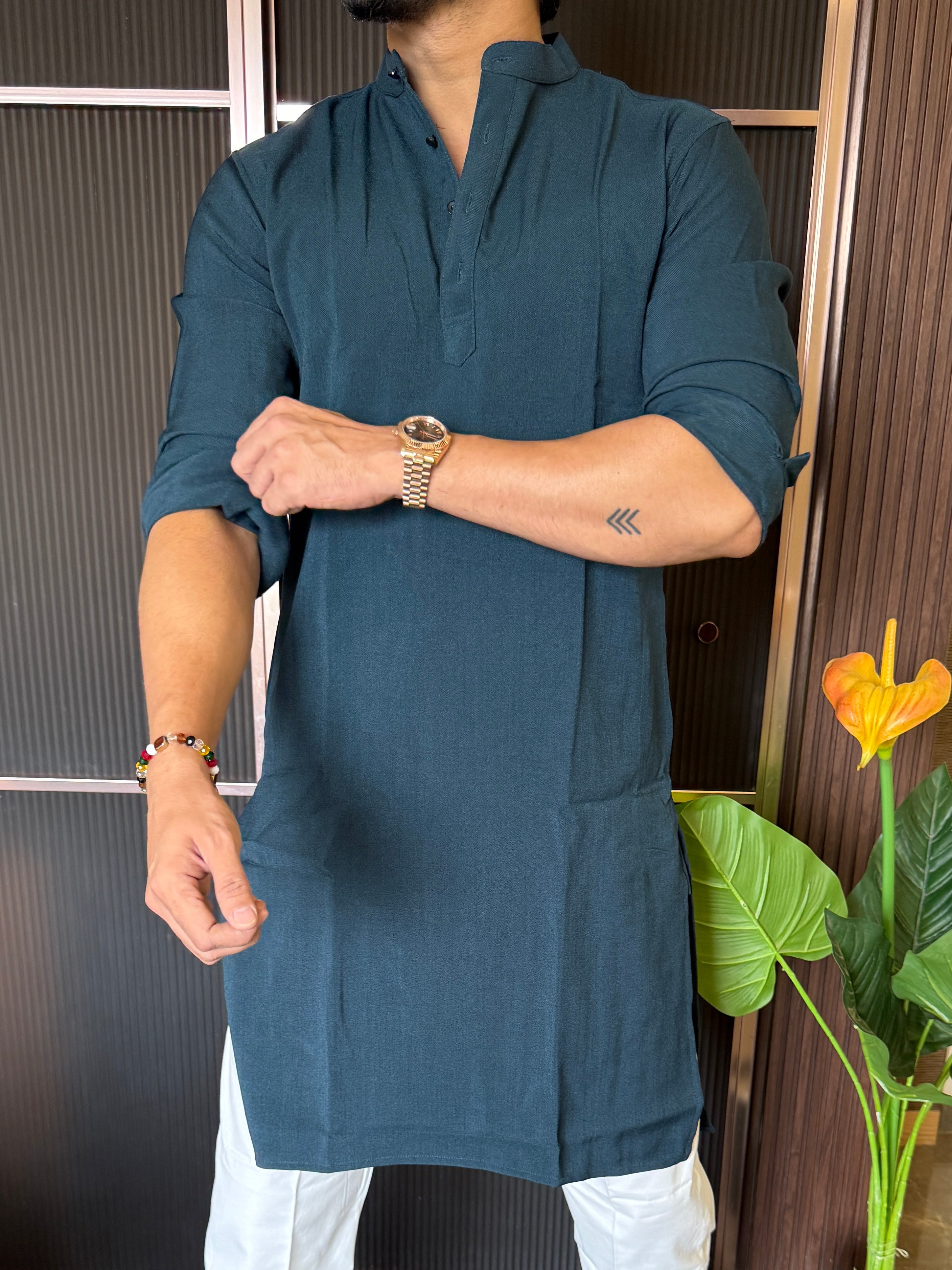 Plain Stretchable Kerosene Kurta