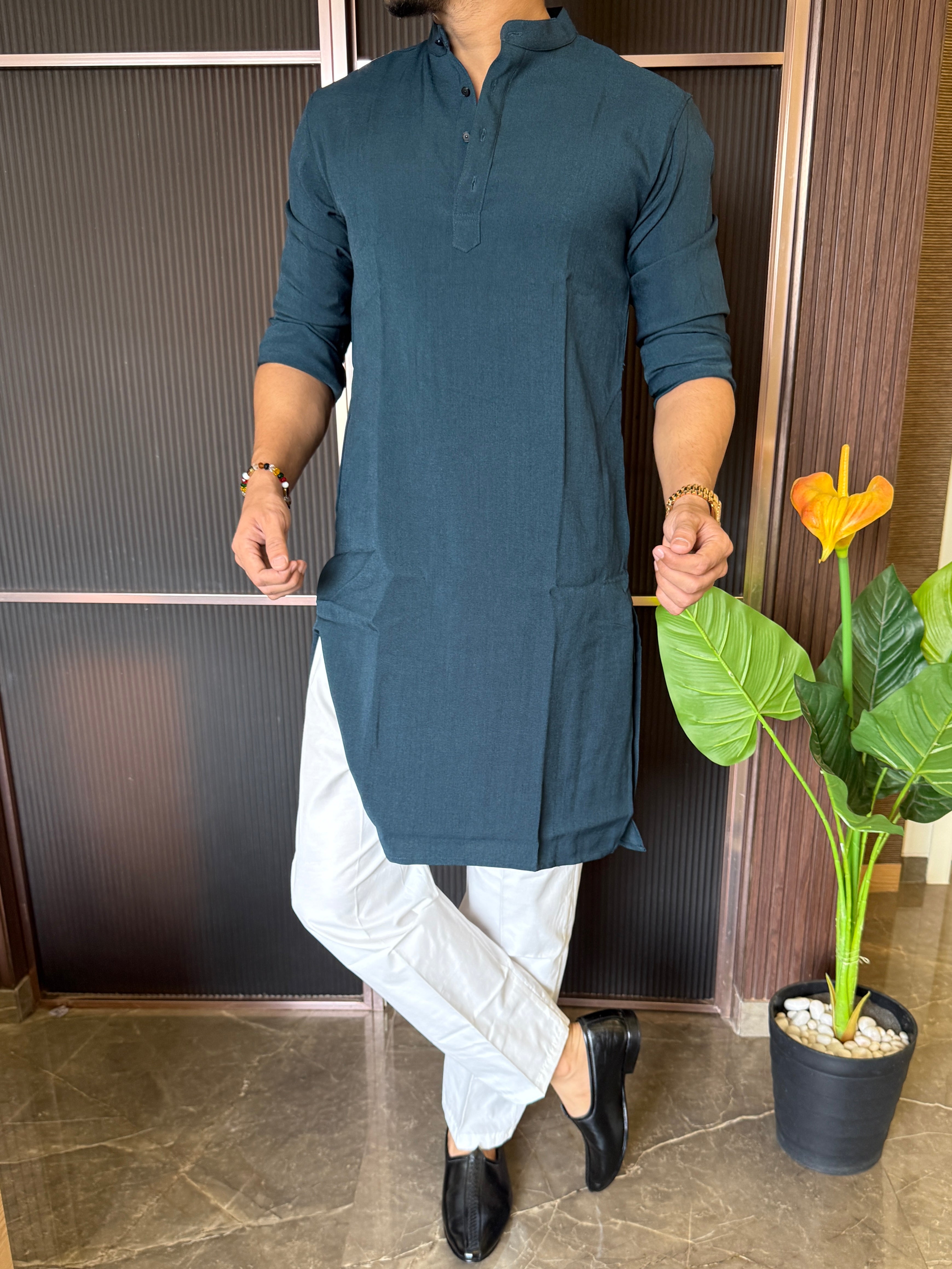 Plain Stretchable Kerosene Kurta