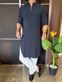 Plain Stretchable Navy Kurta