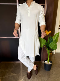 Plain Stretchable White Kurta