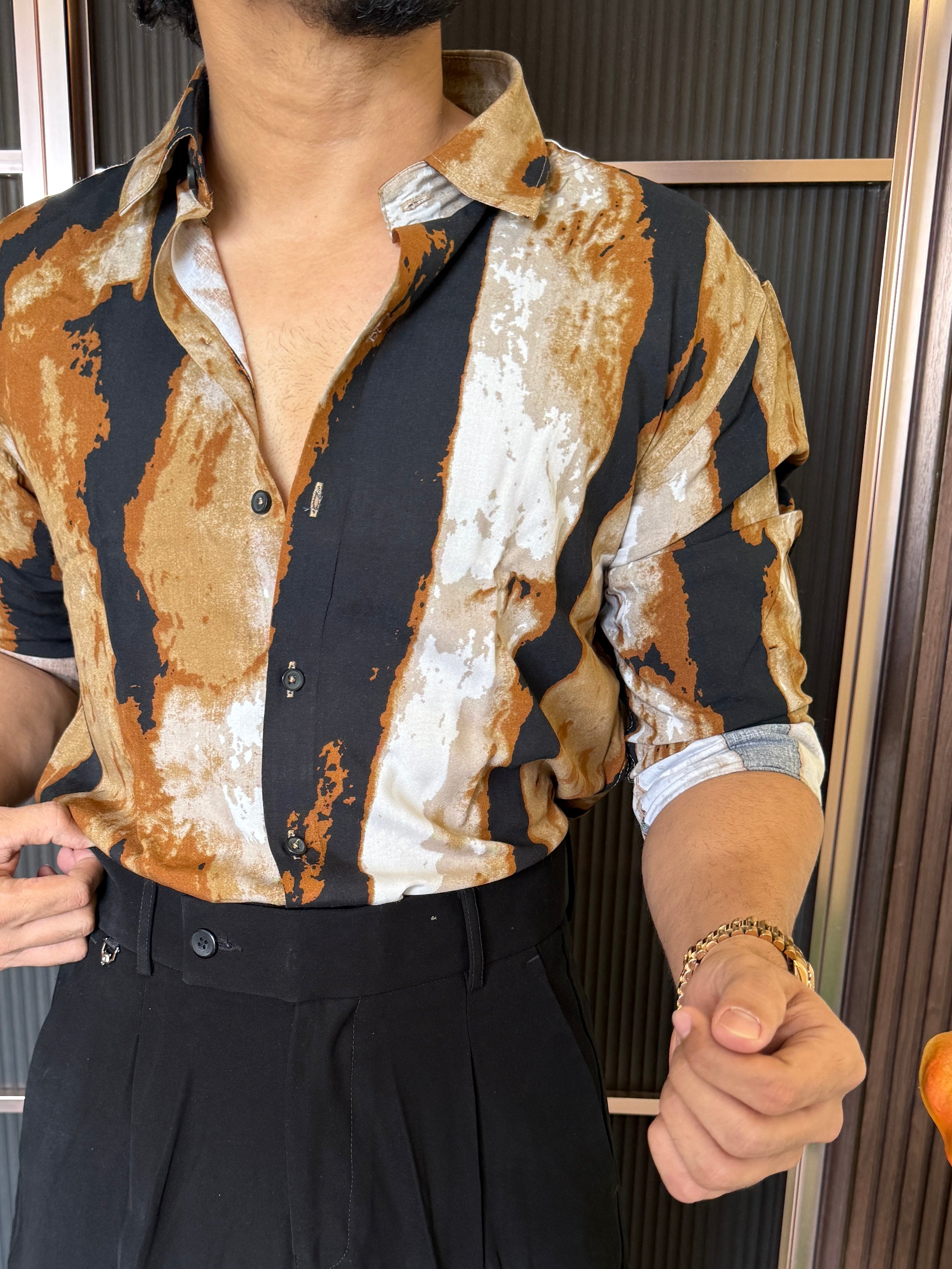 Reyon Imported Rust Prnted Shirt