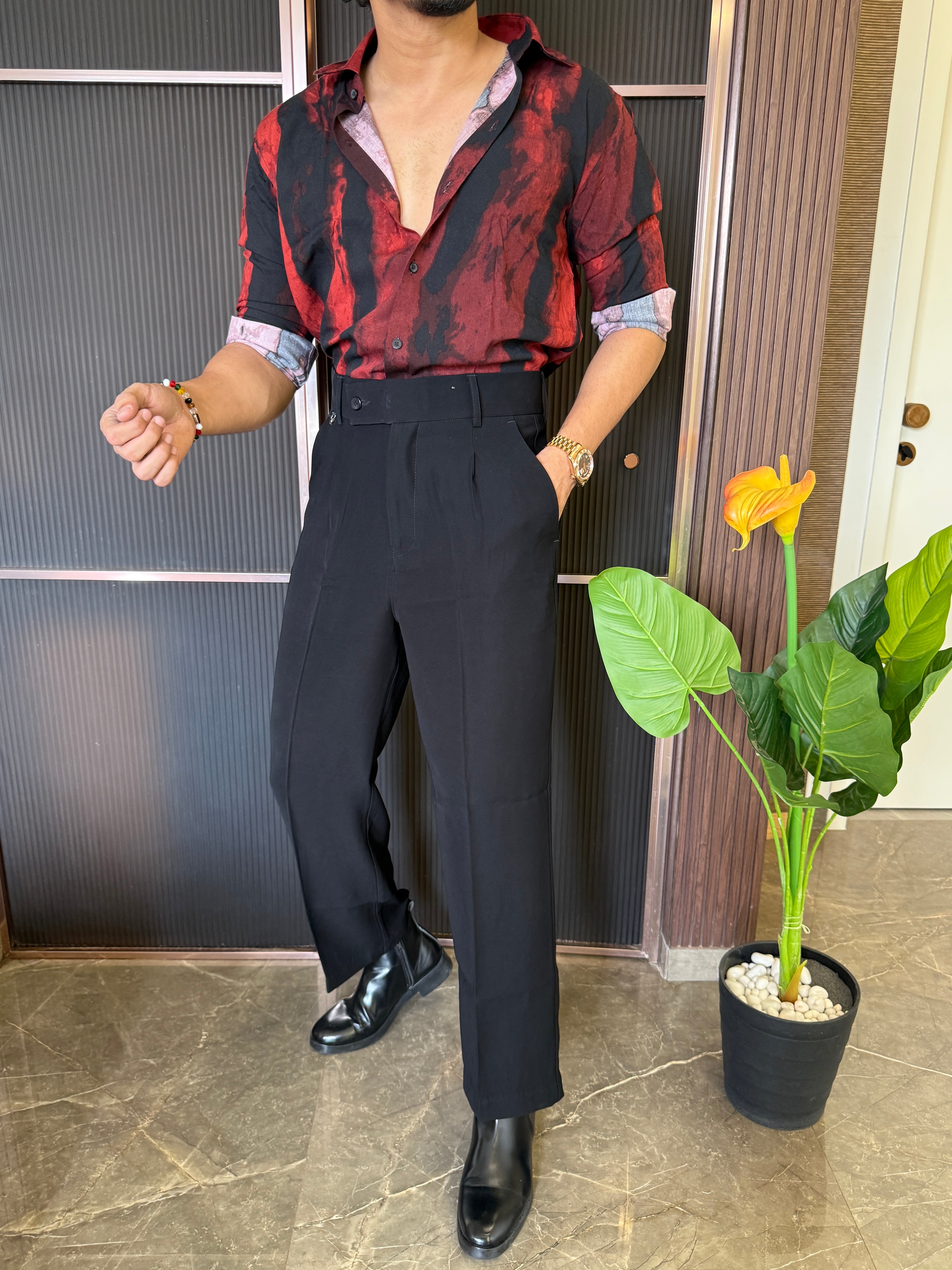 Reyon Imported Red Printed Shirt