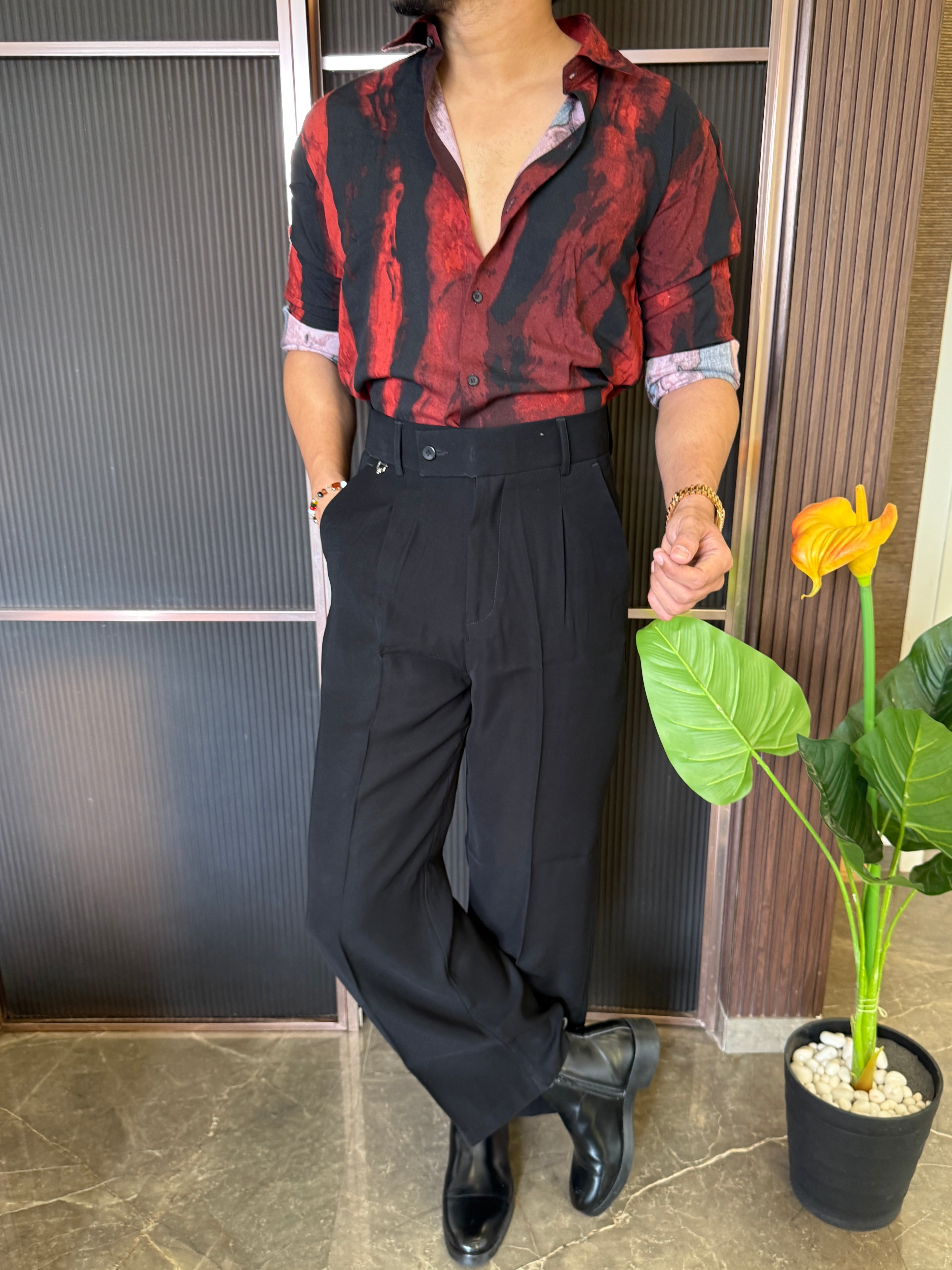 Reyon Imported Red Printed Shirt