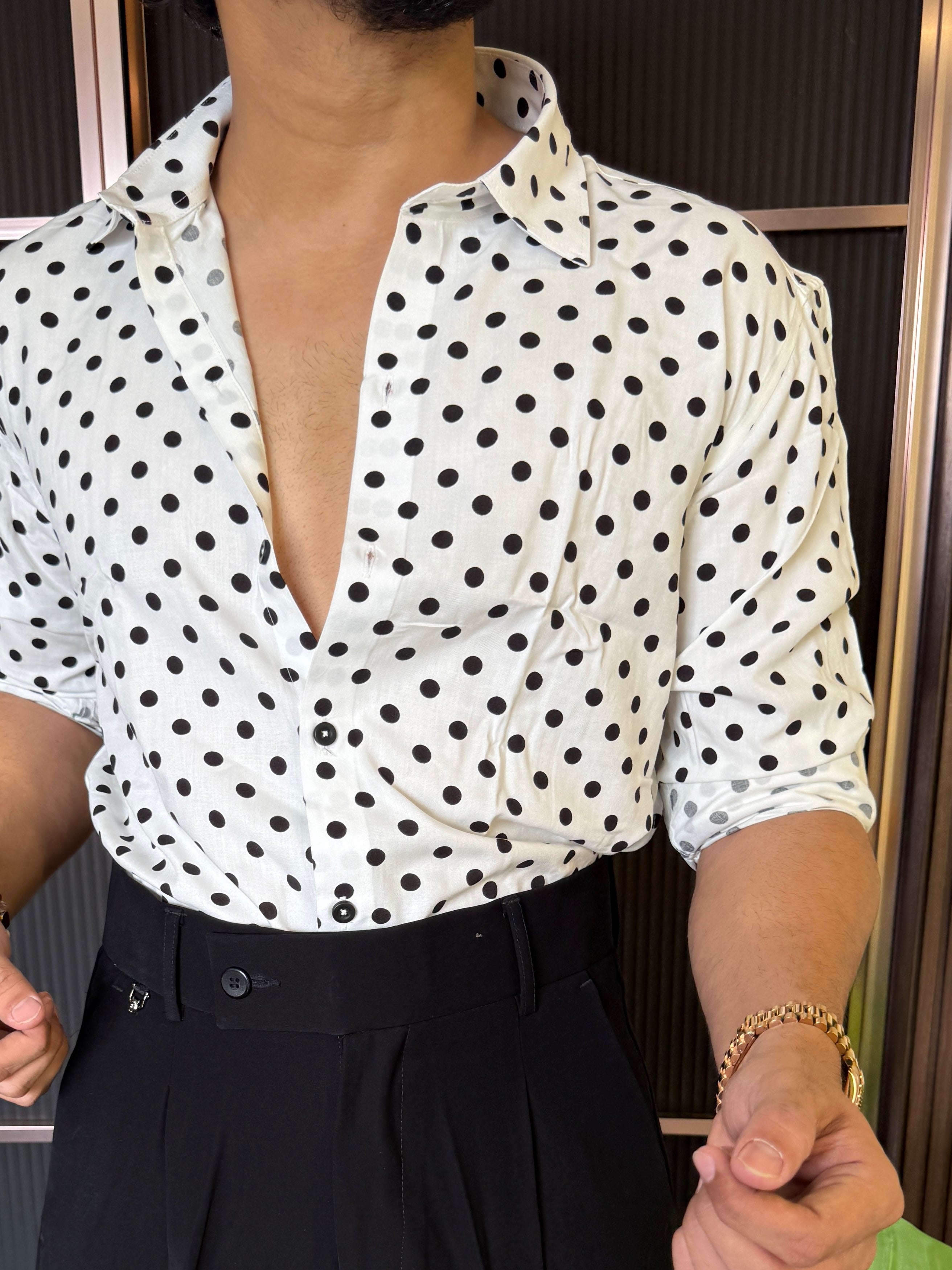 Reyon Imported White Dot Shirt