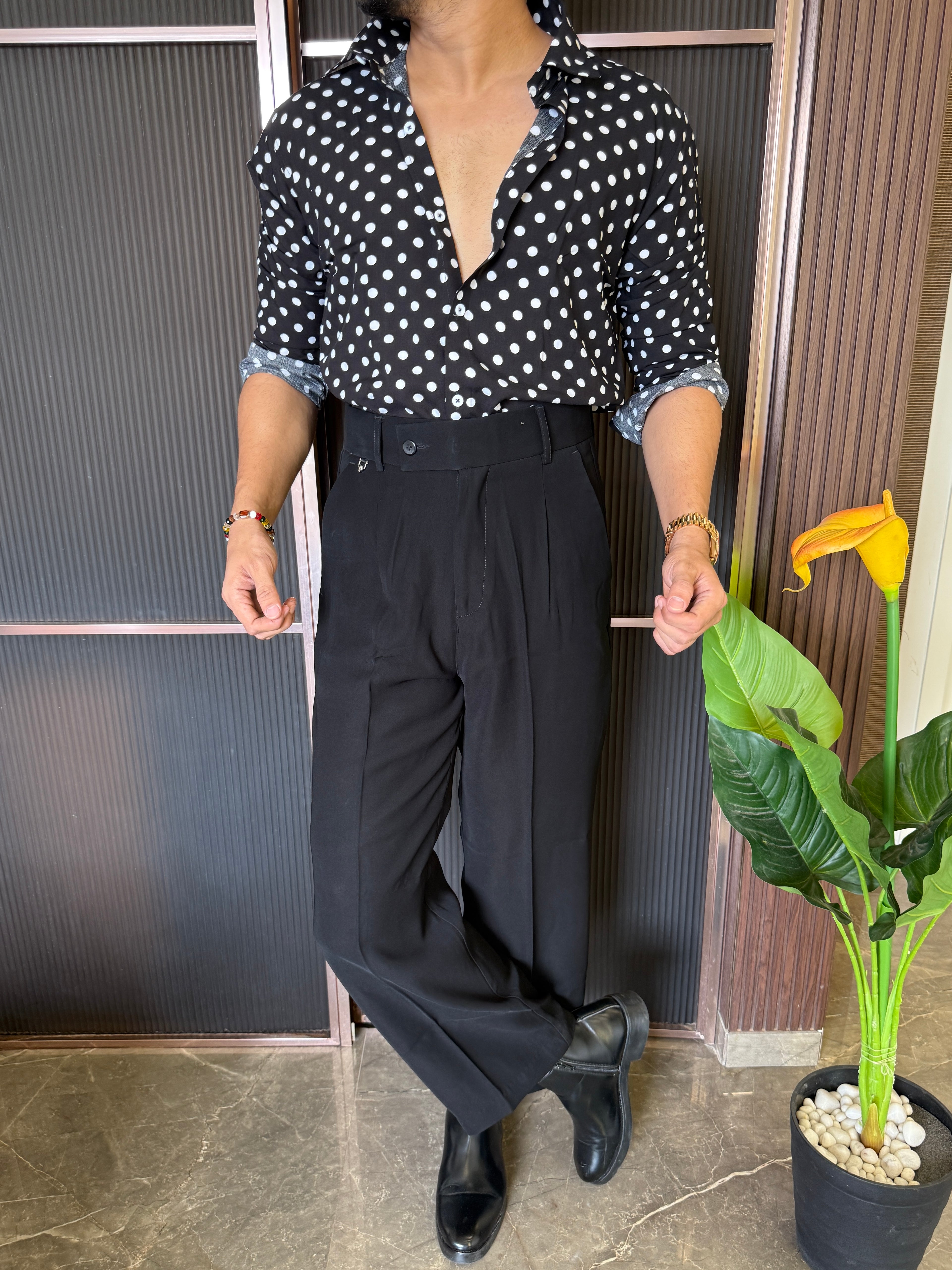 Reyon Imported Black Dot Shirt