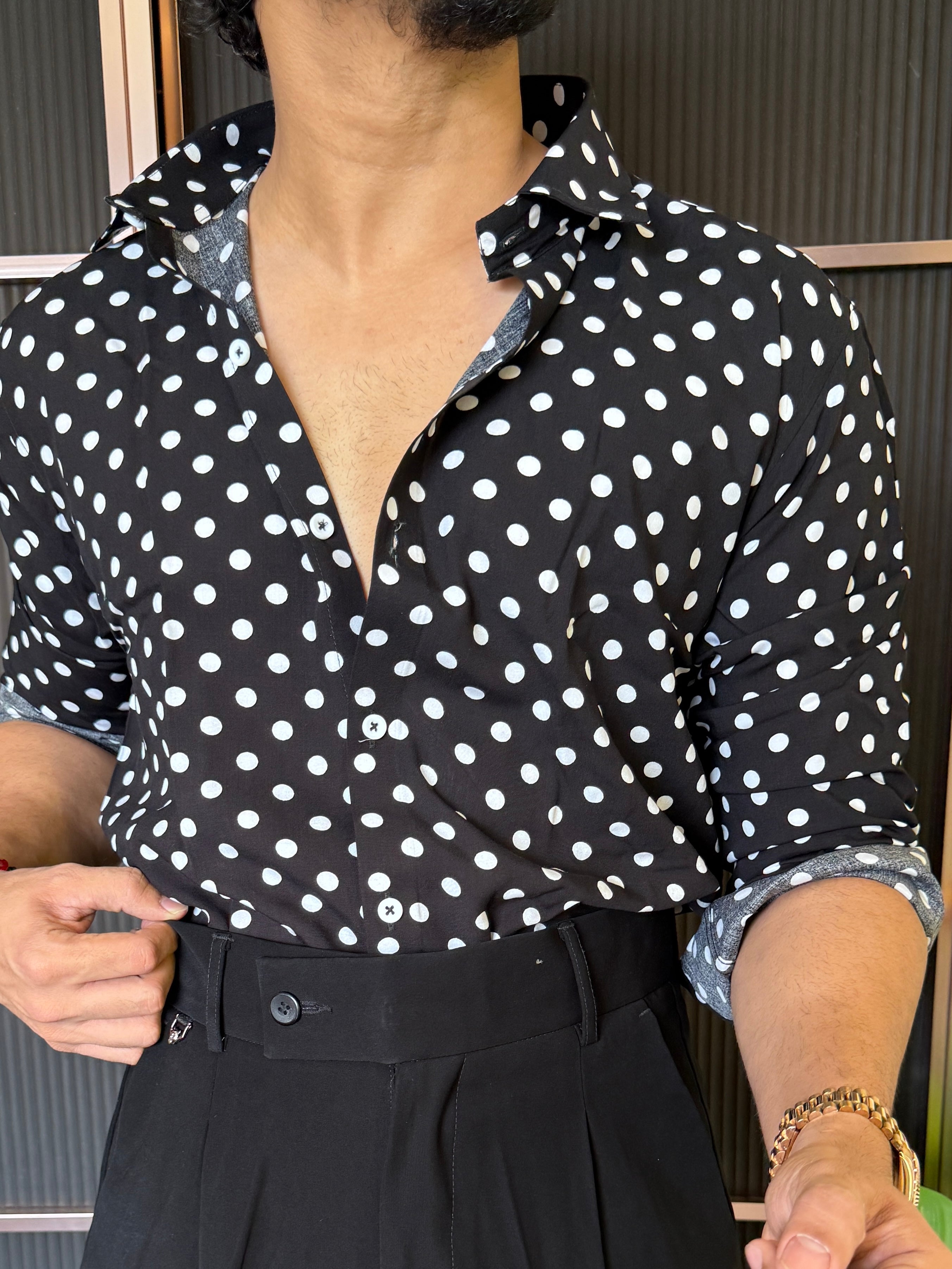 Reyon Imported Black Dot Shirt
