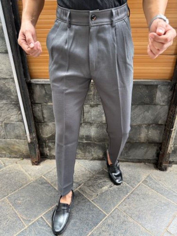 Pleated Dark Grey Formal Trouser