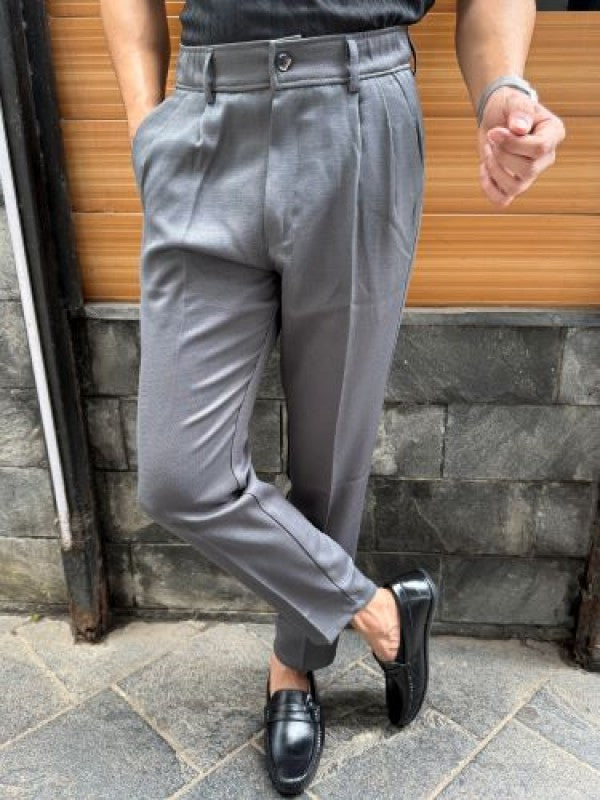 Pleated Dark Grey Formal Trouser