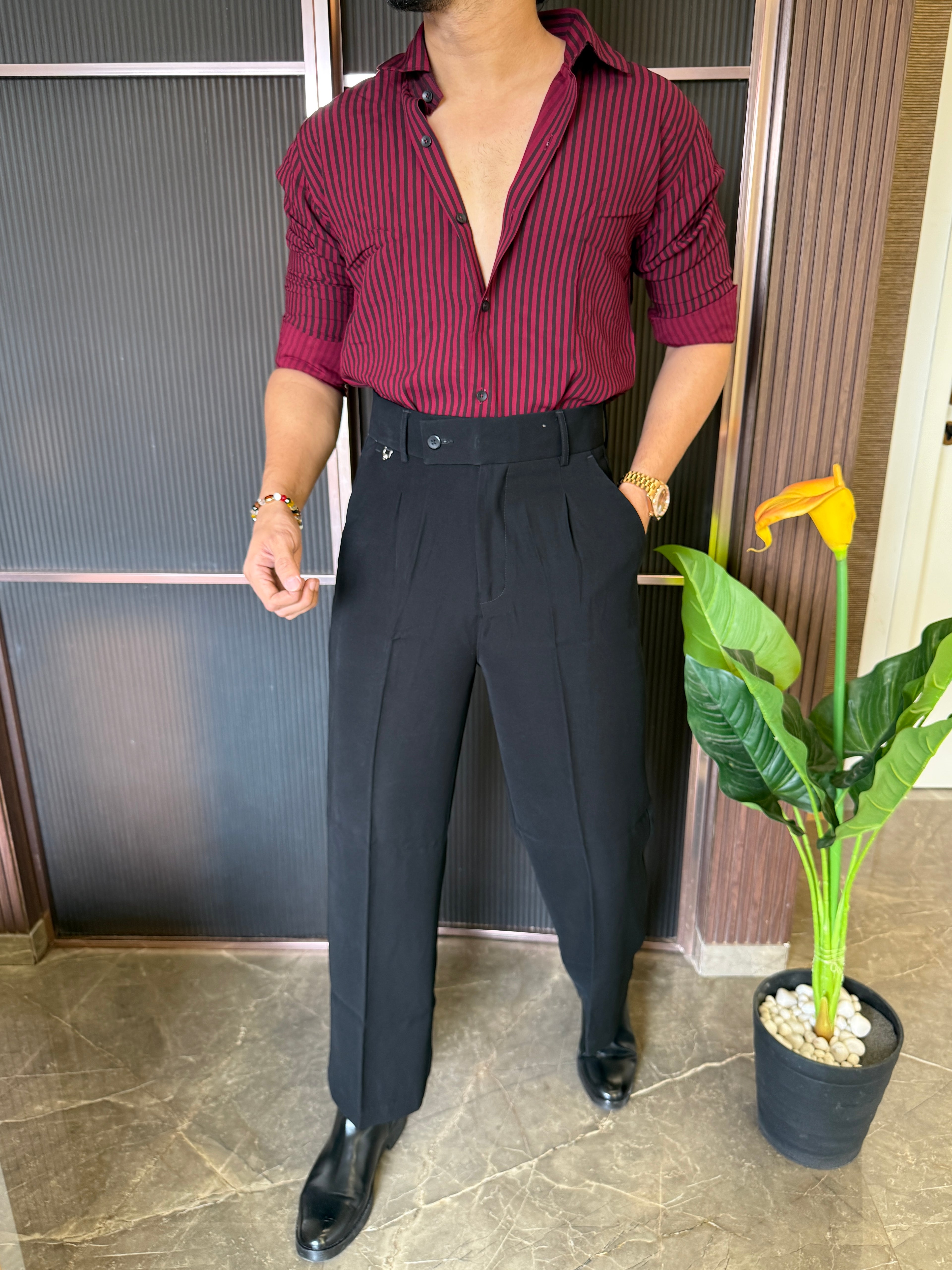 Reyon Striper Red Fullsleeve Shirt