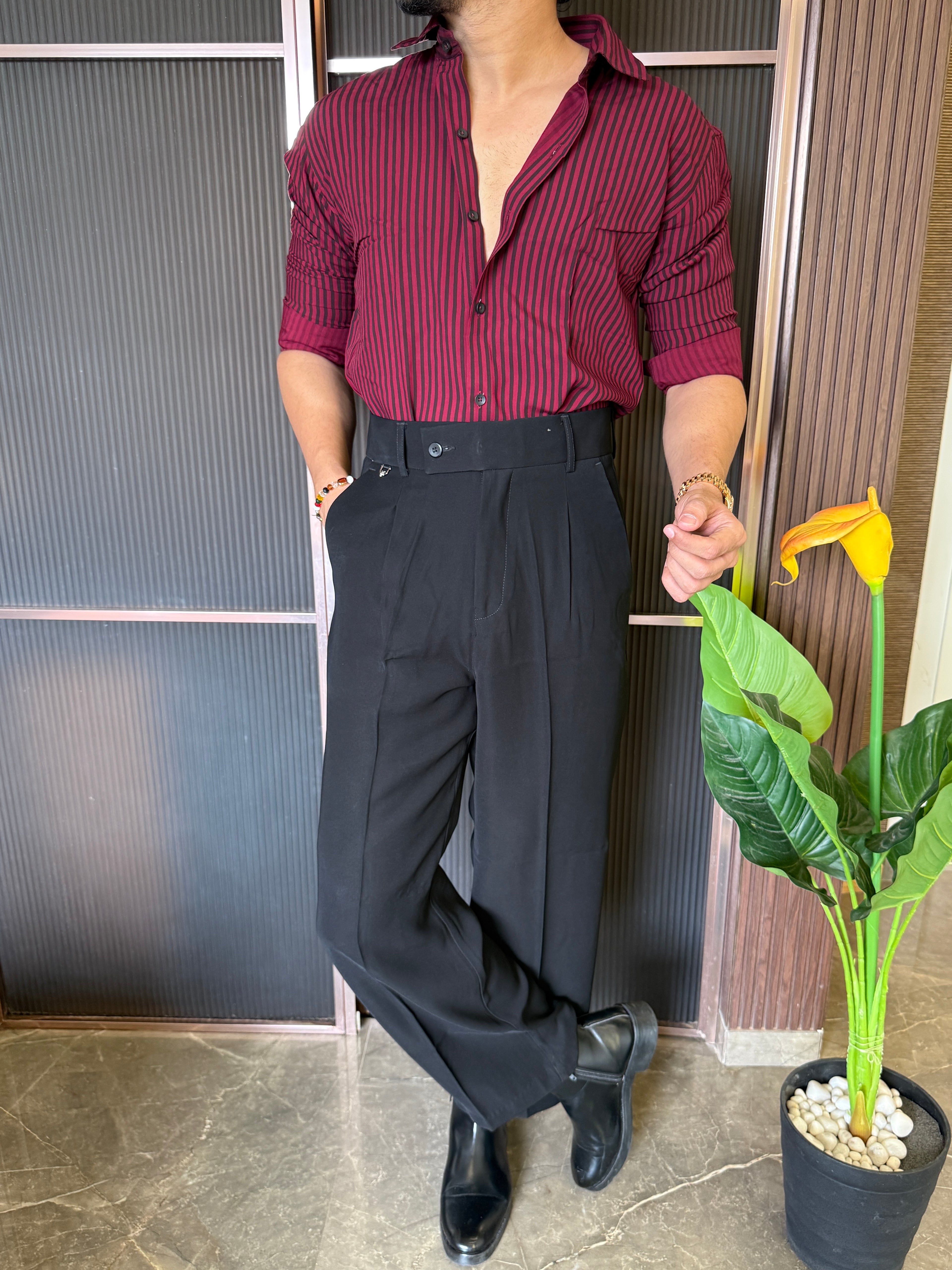 Reyon Striper Red Fullsleeve Shirt
