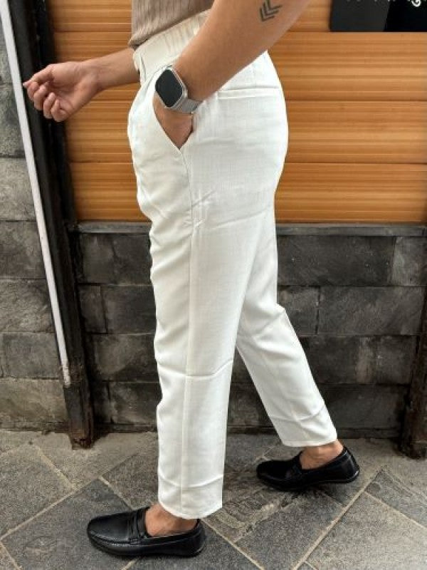 Pleated White Formal Trouser