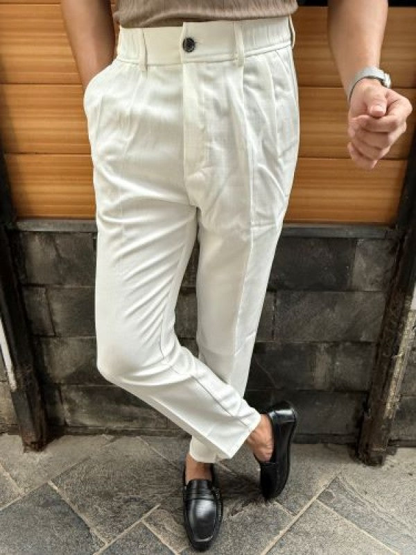 Pleated White Formal Trouser