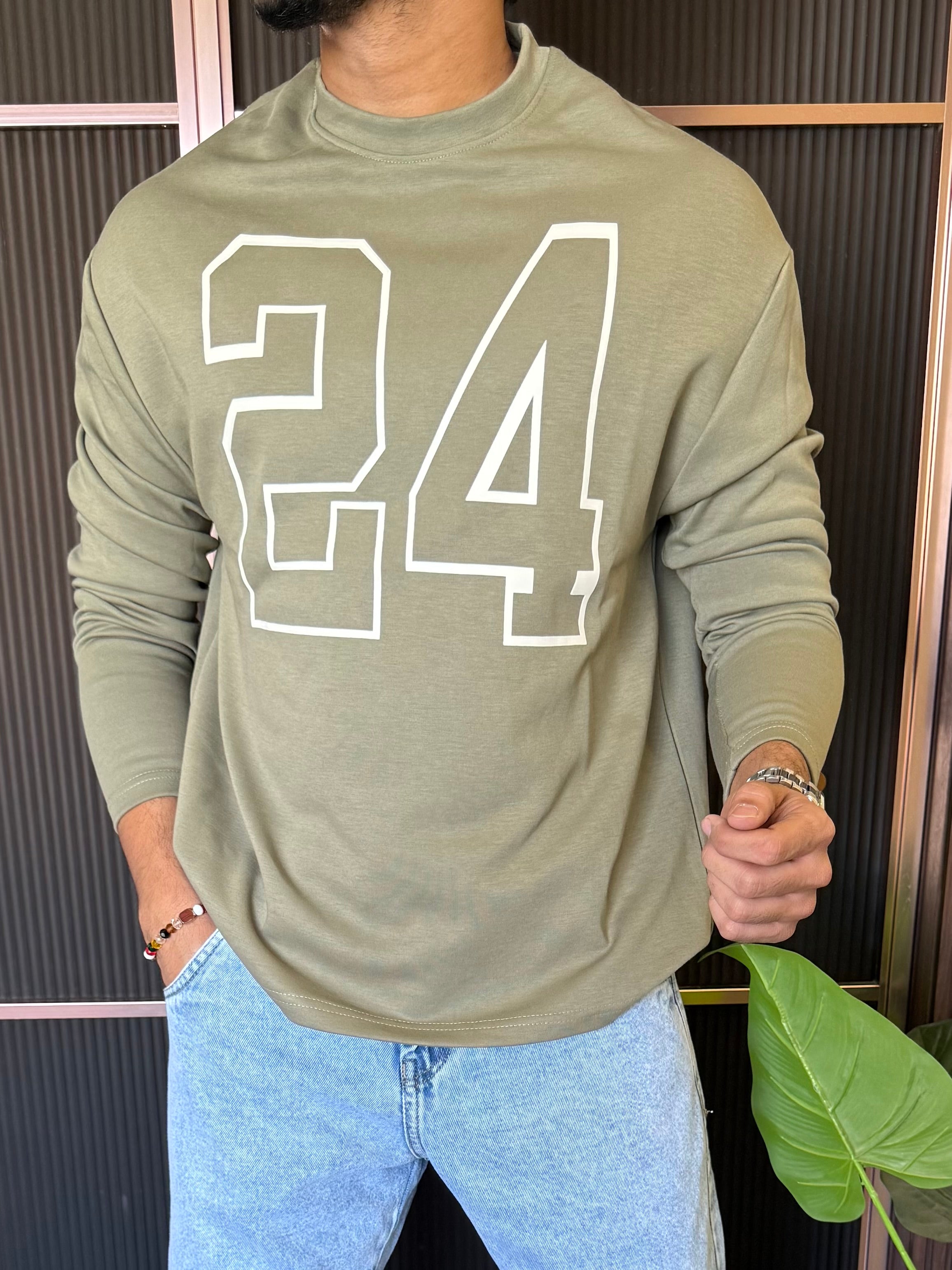 Over Size  24 Green Full sleeves T shirt
