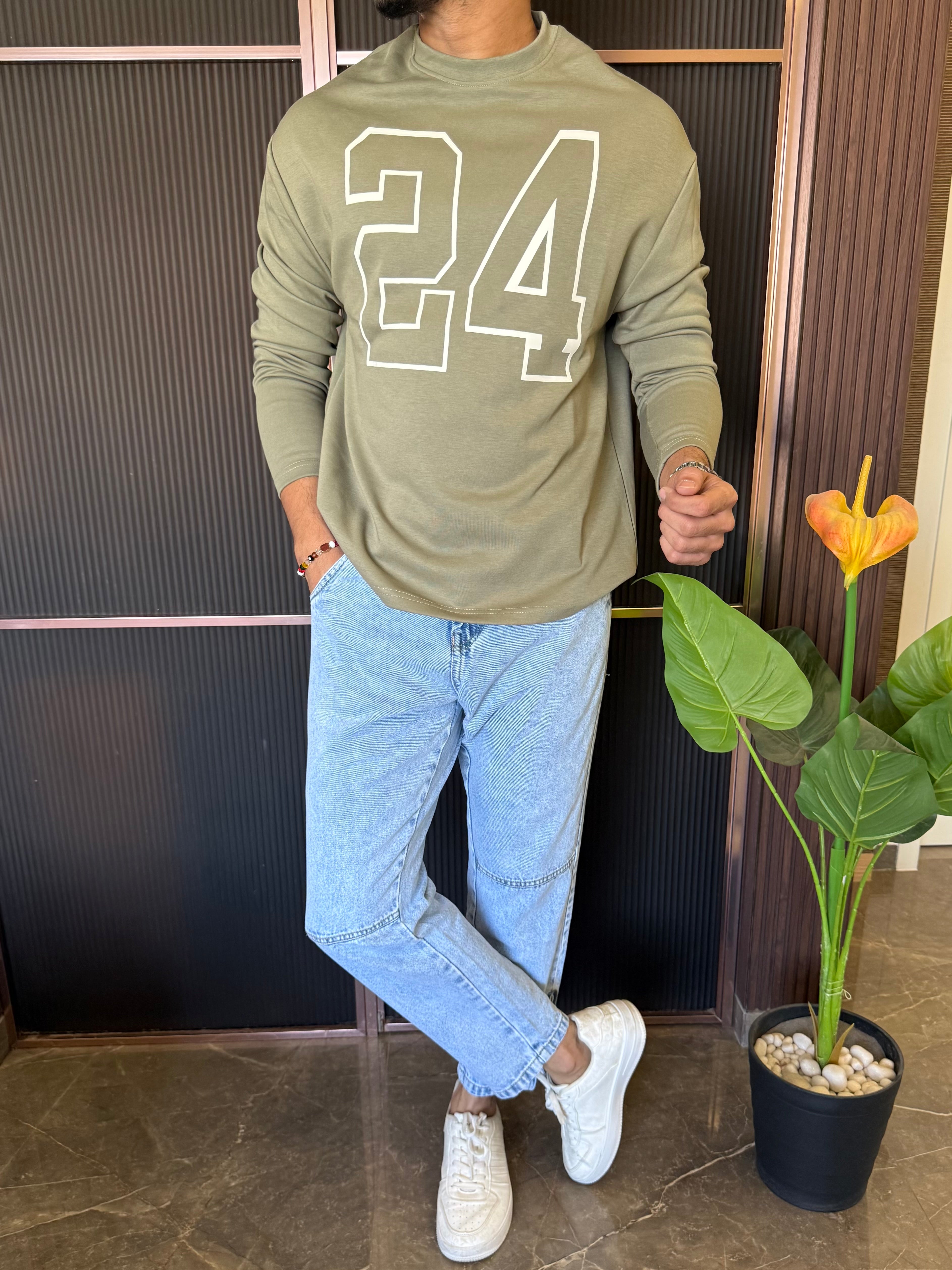 Over Size  24 Green Full sleeves T shirt