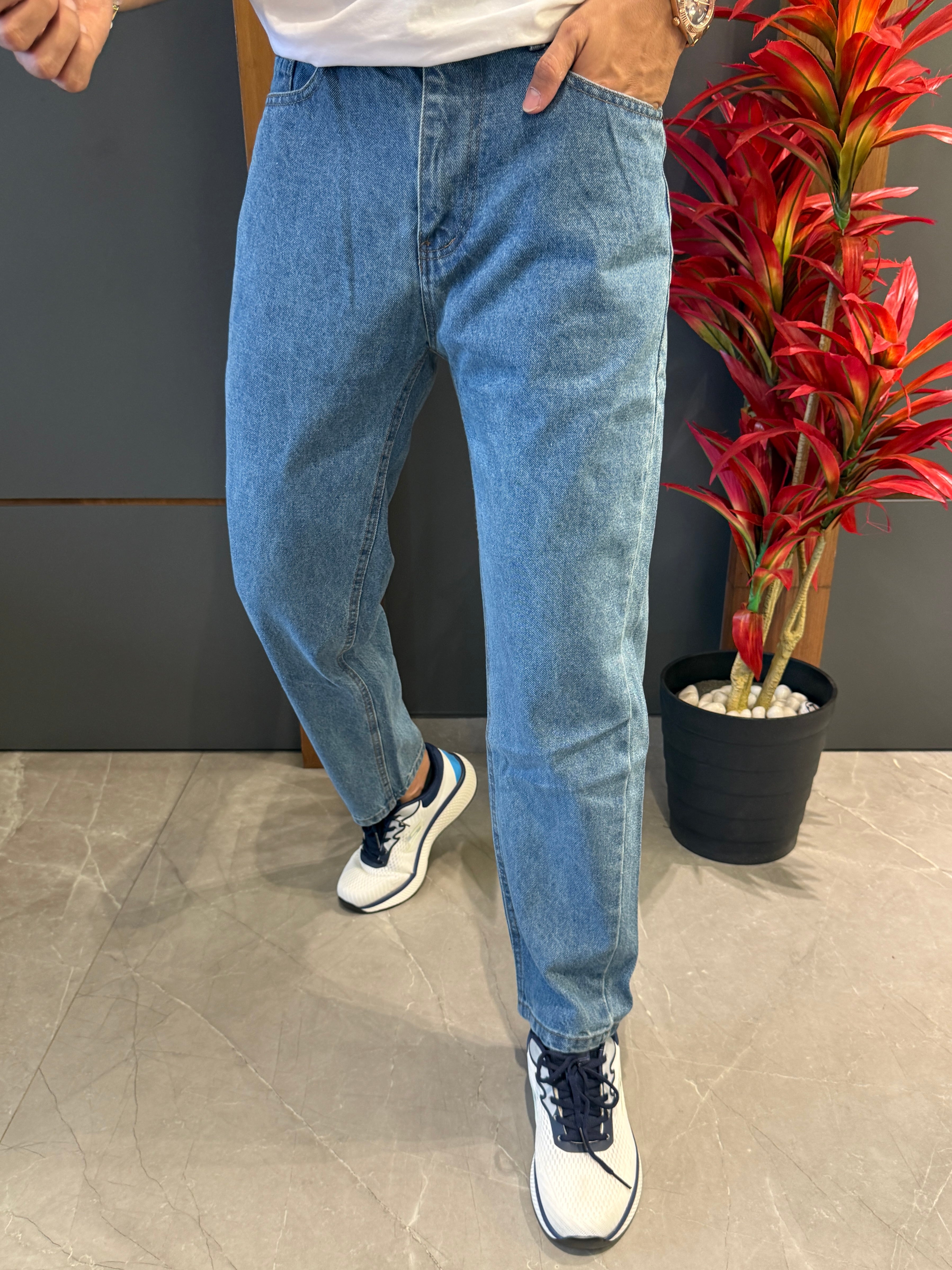 Baggy Boyfriend Mid Blue jeans