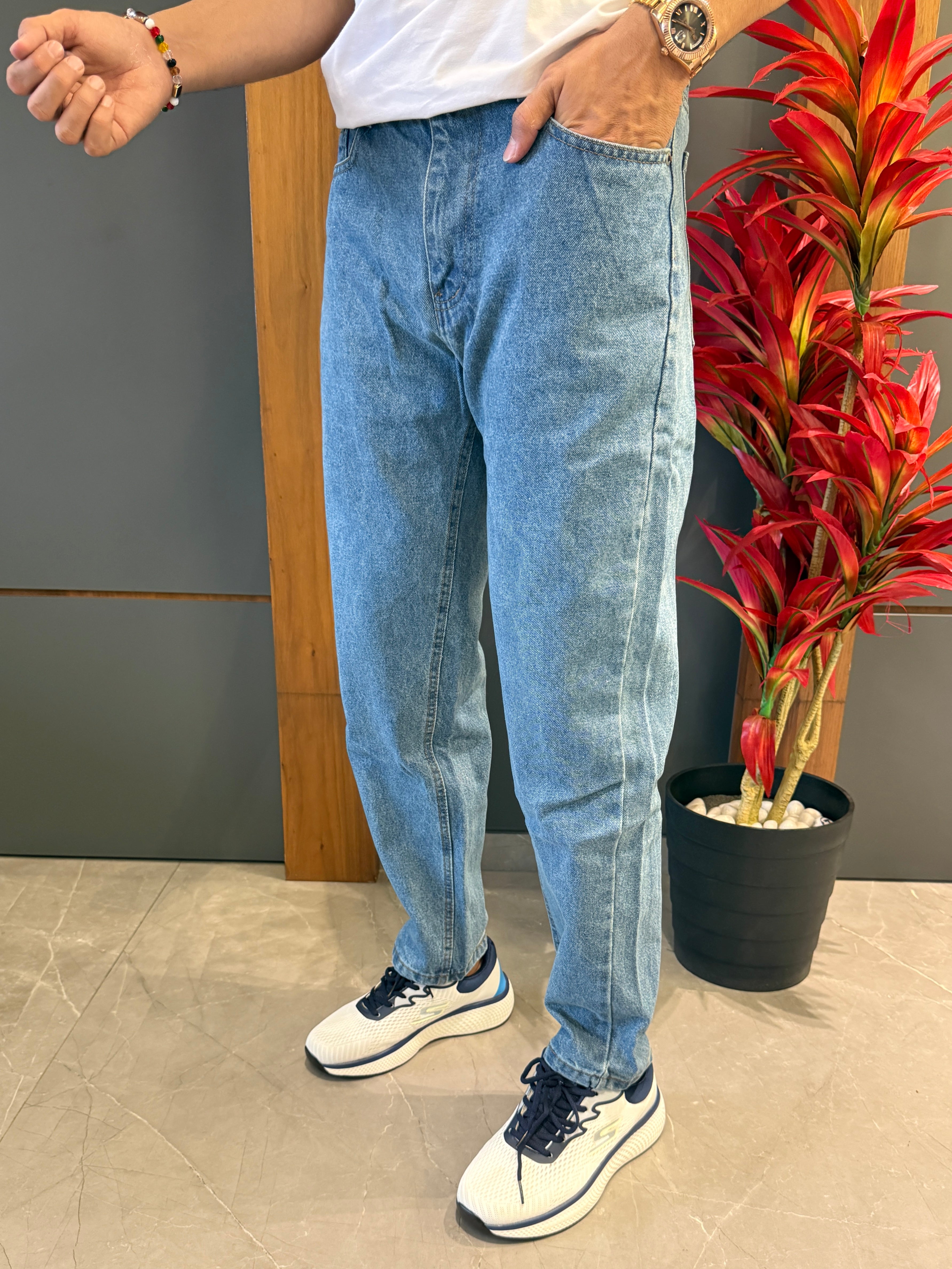 Baggy Boyfriend Mid Blue jeans